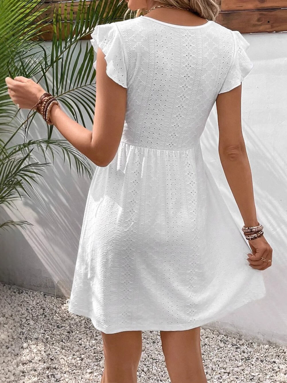 Casual Knit Jacquard Cutout Mini Dress