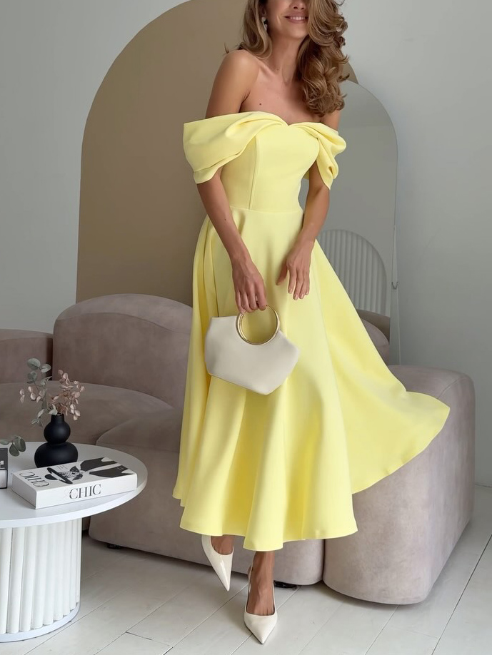 Elegant Off-the-shoulder Draped Maxi Dress