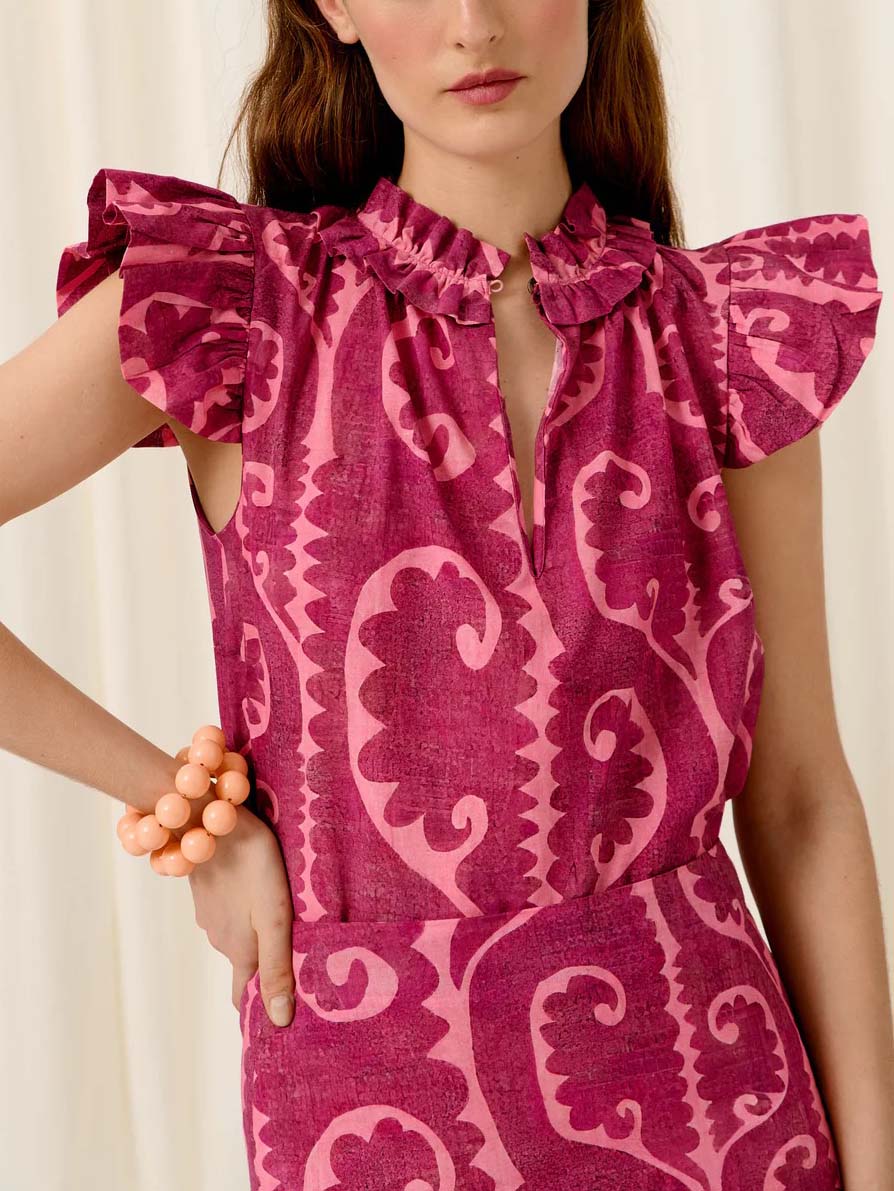 Elegant Ruffled High Neck Sleeveless Top