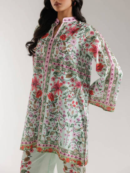 Unique Satin Symmetrical Floral Patchwork Wide-Leg Pants