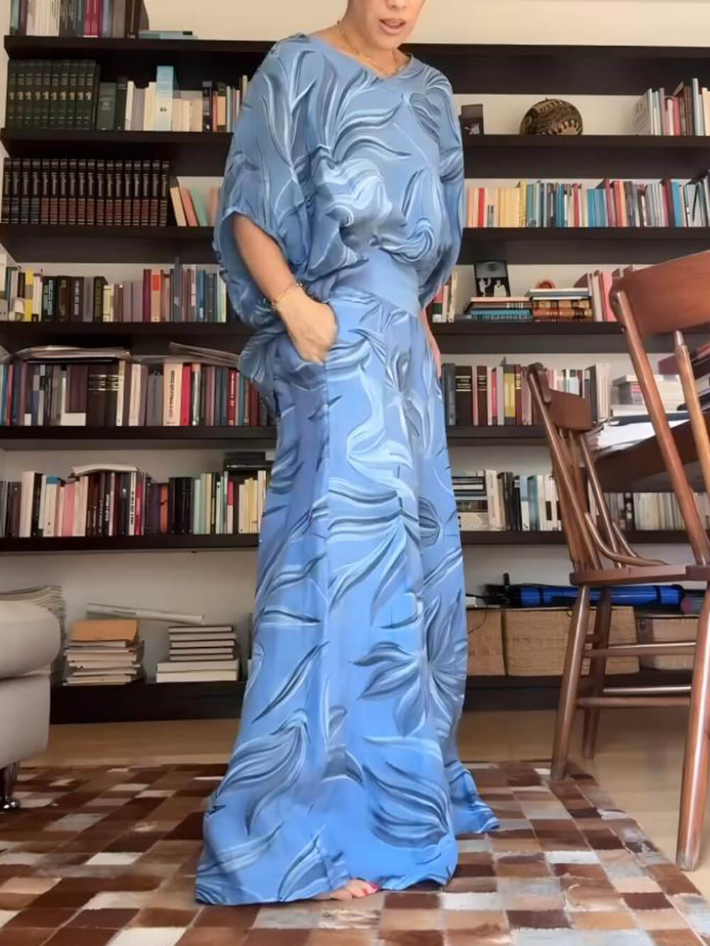 Unique Drop-Shoulder Floral Print Loose Shirt