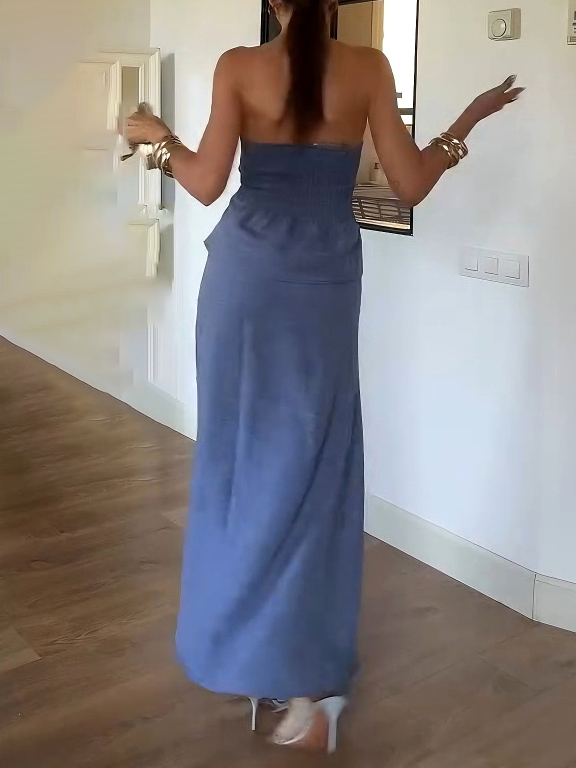 Elegant Strapless Pleated Peplum Top