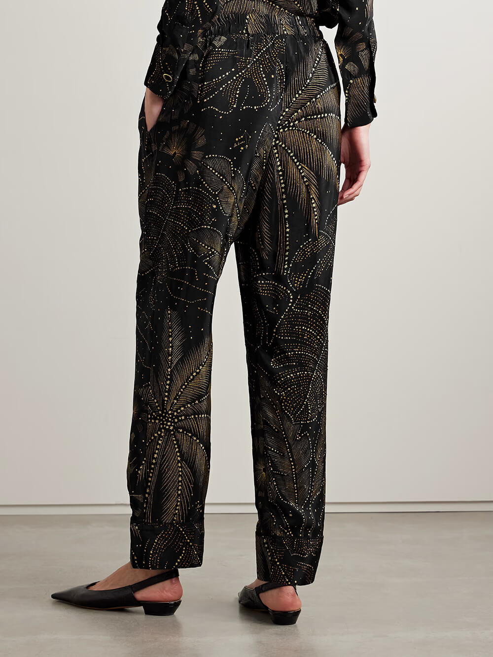 Unique Palm Leaf Print Relaxed Button-Up Shirt