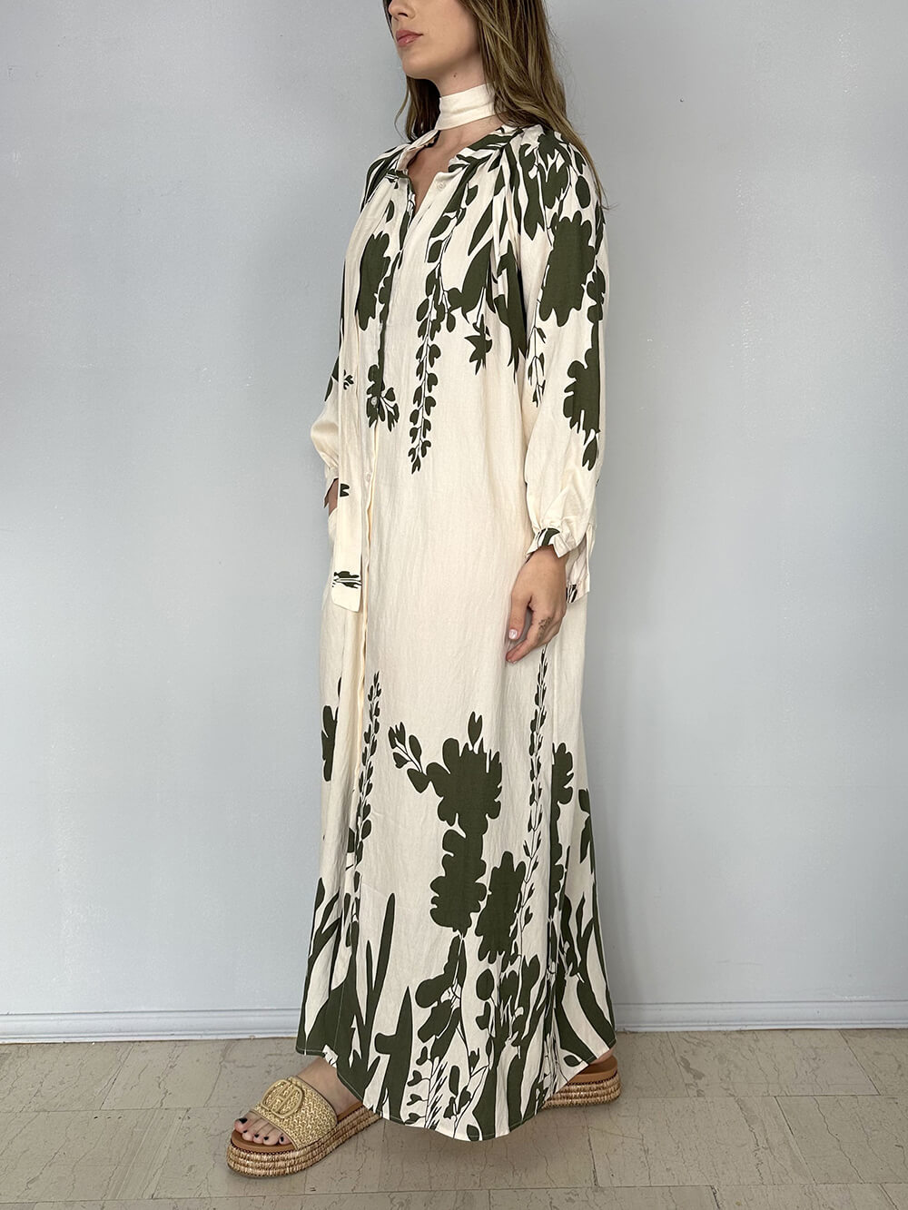 Bohemian Unique Print Slit Belted Maxi Dress