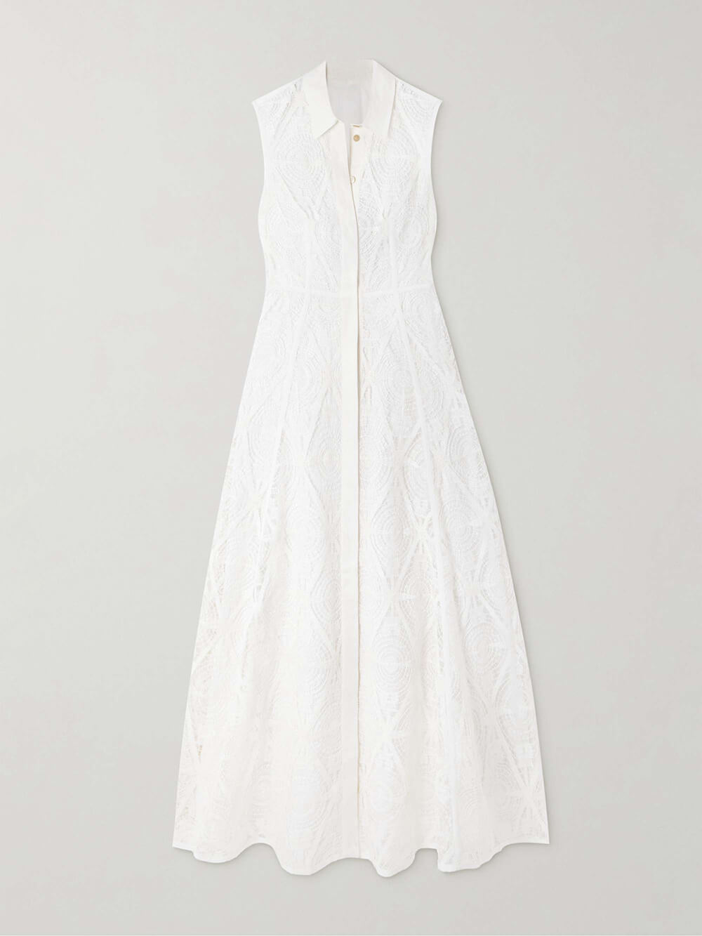 Exquisite Guipure  Raised Floral Lace Maxi Shirt Dress