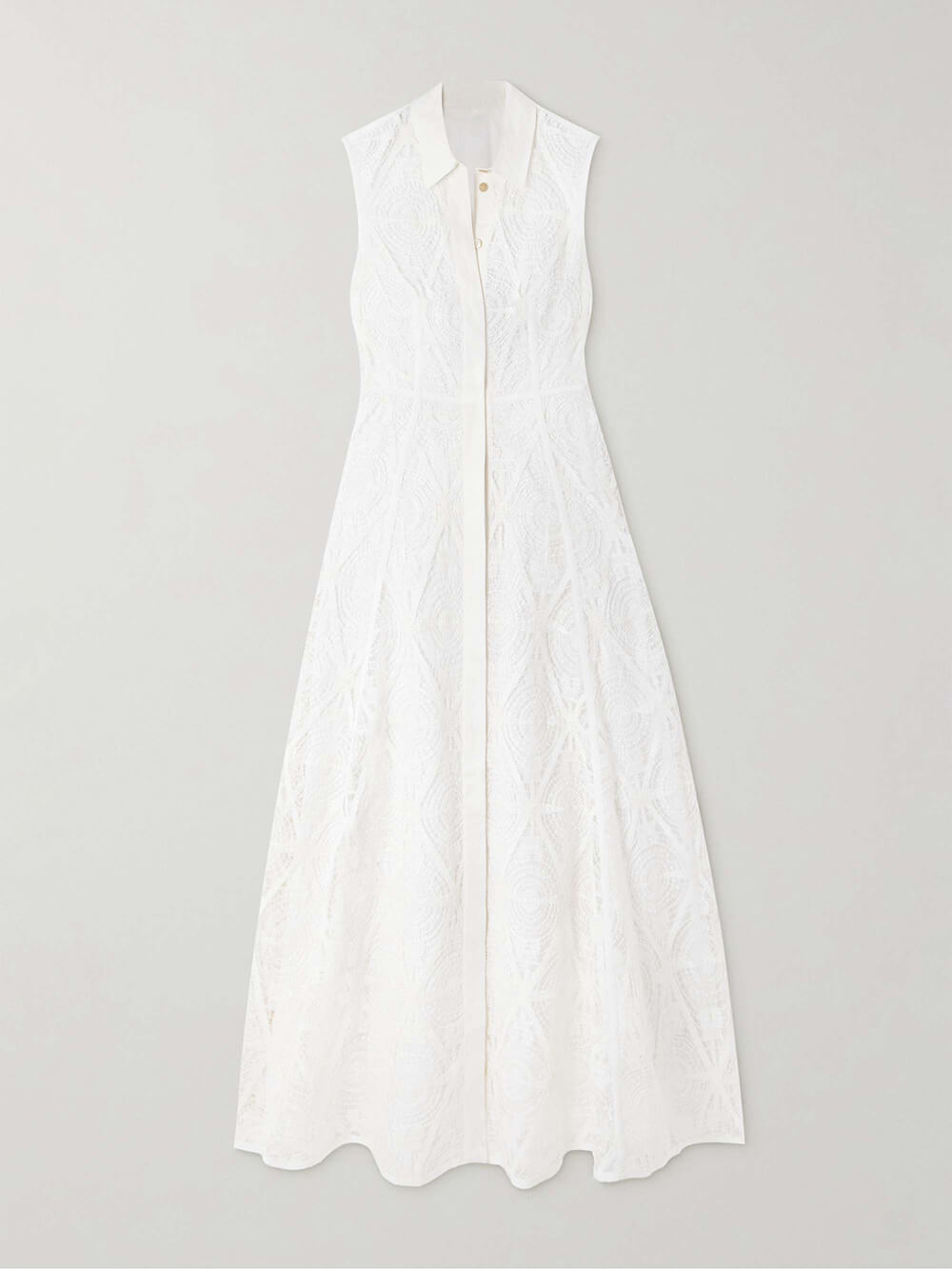 Exquisite Guipure  Raised Floral Lace Maxi Shirt Dress