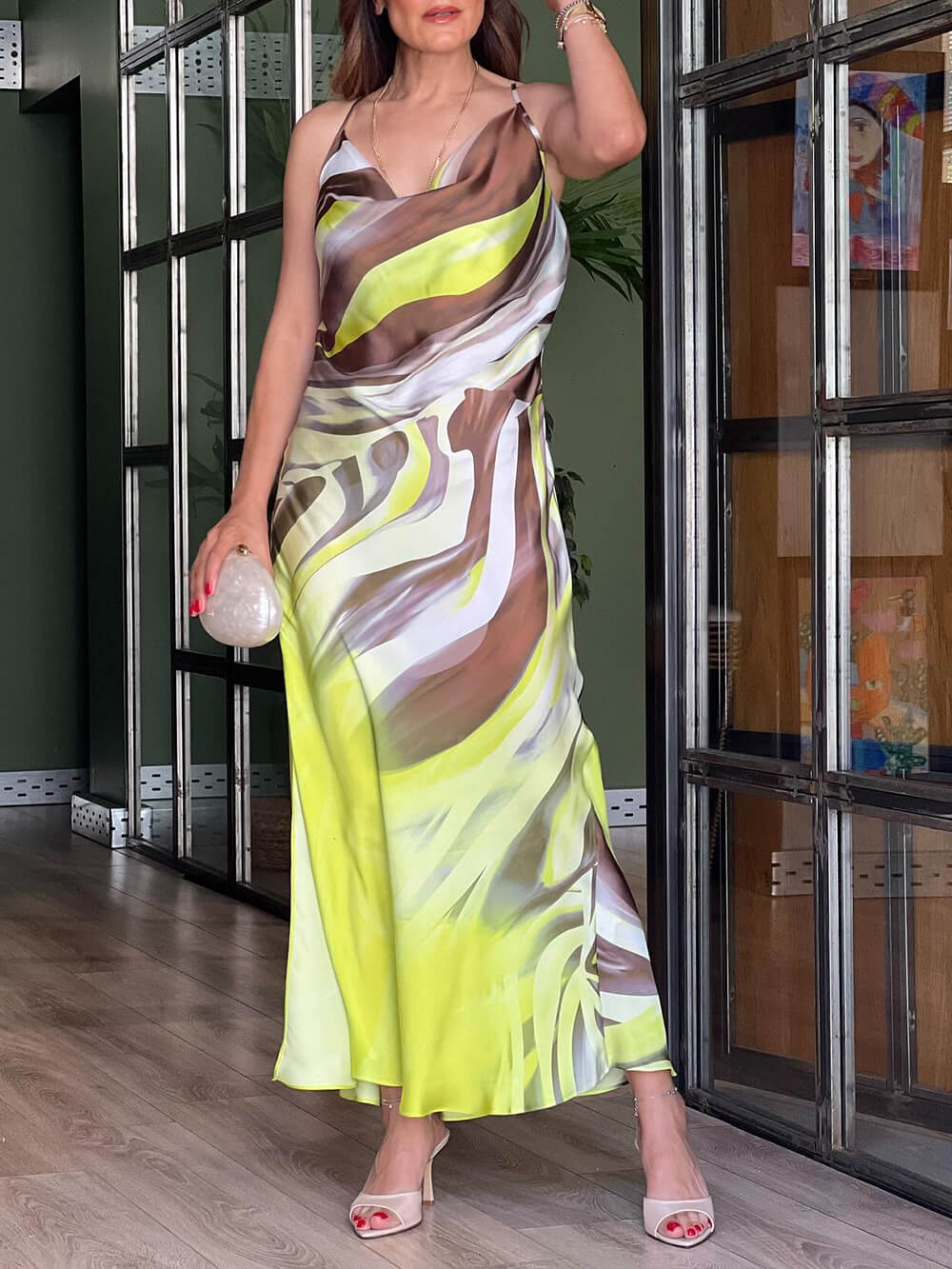 Delicate Tie-Dye Print Strappy Backless Maxi Dress