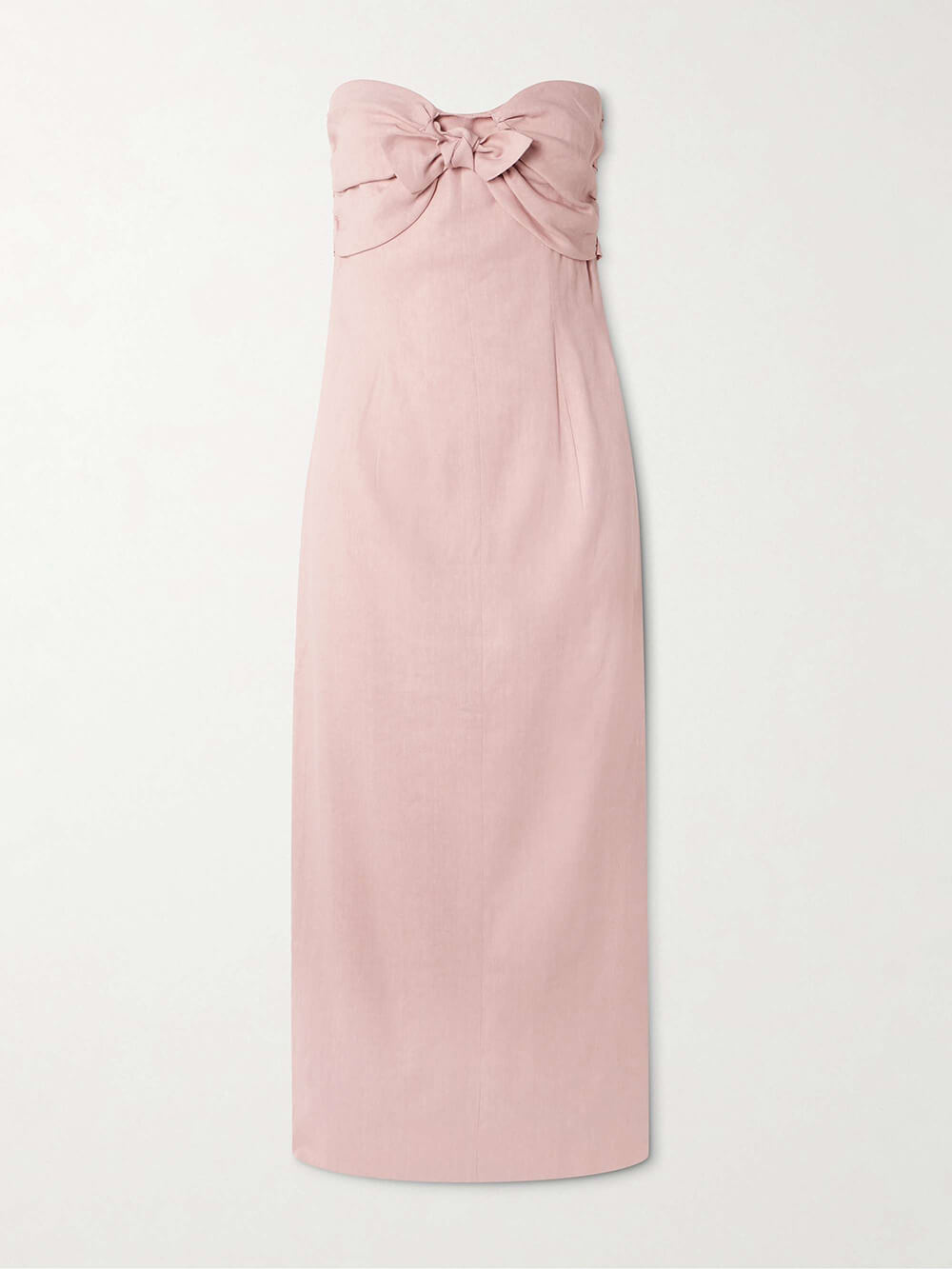 Delicate Pleated Front-Tie Linen-Blend Midi Dress