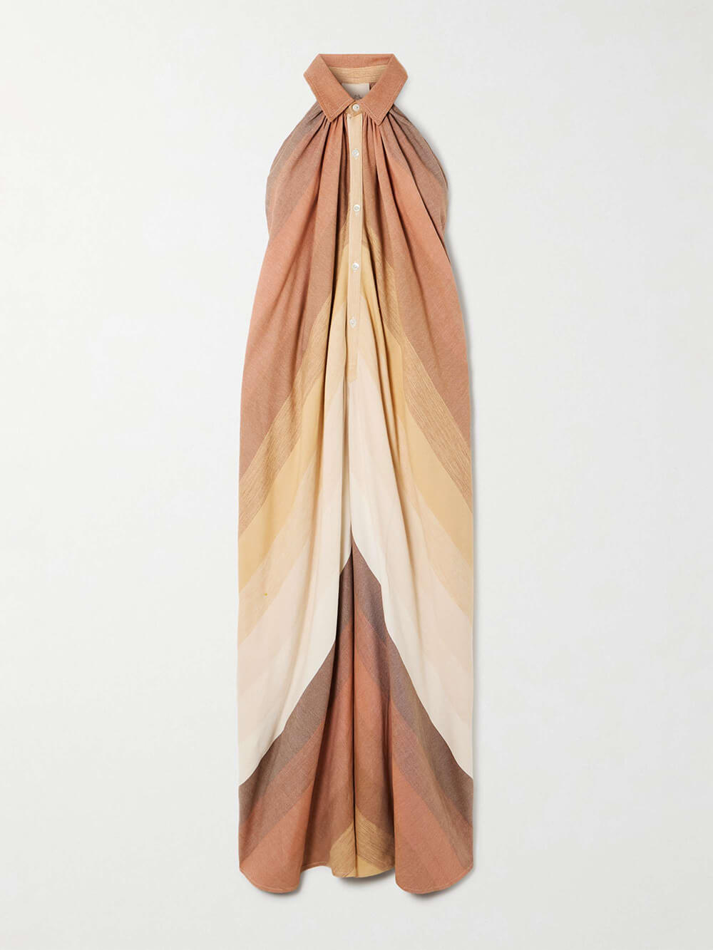 Unique Asymmetric Striped Print Ruched Detailing Maxi Dress