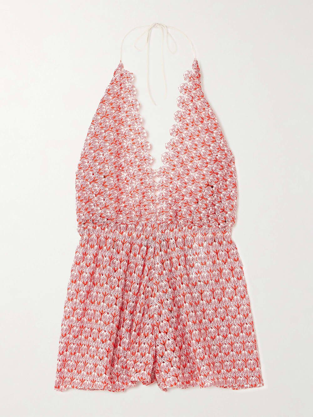 Retro Inspired Metallic Crochet Halter Jumpsuit