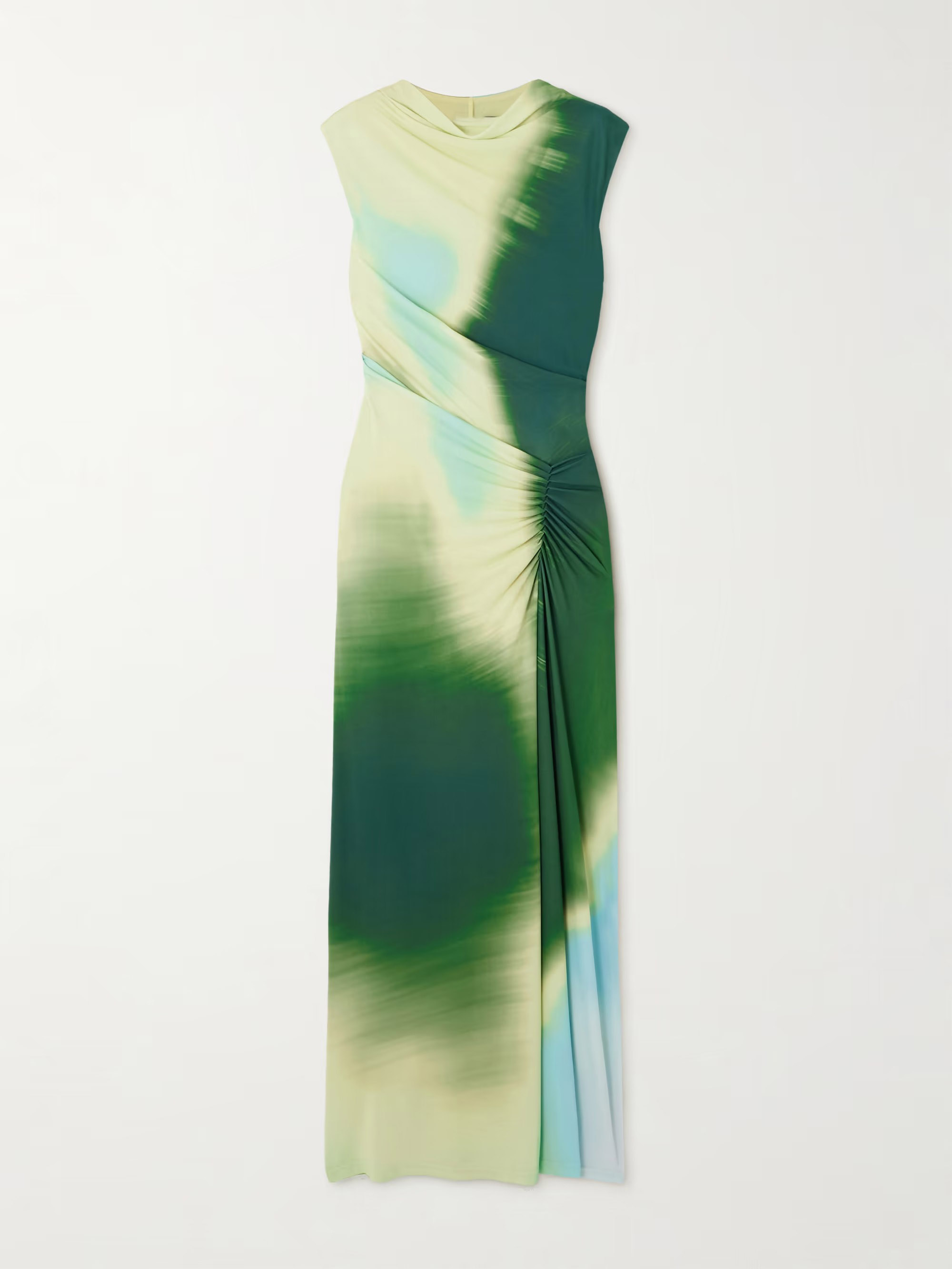 Exquisite Tie-dye Print Pleated Stretch Maxi Dress