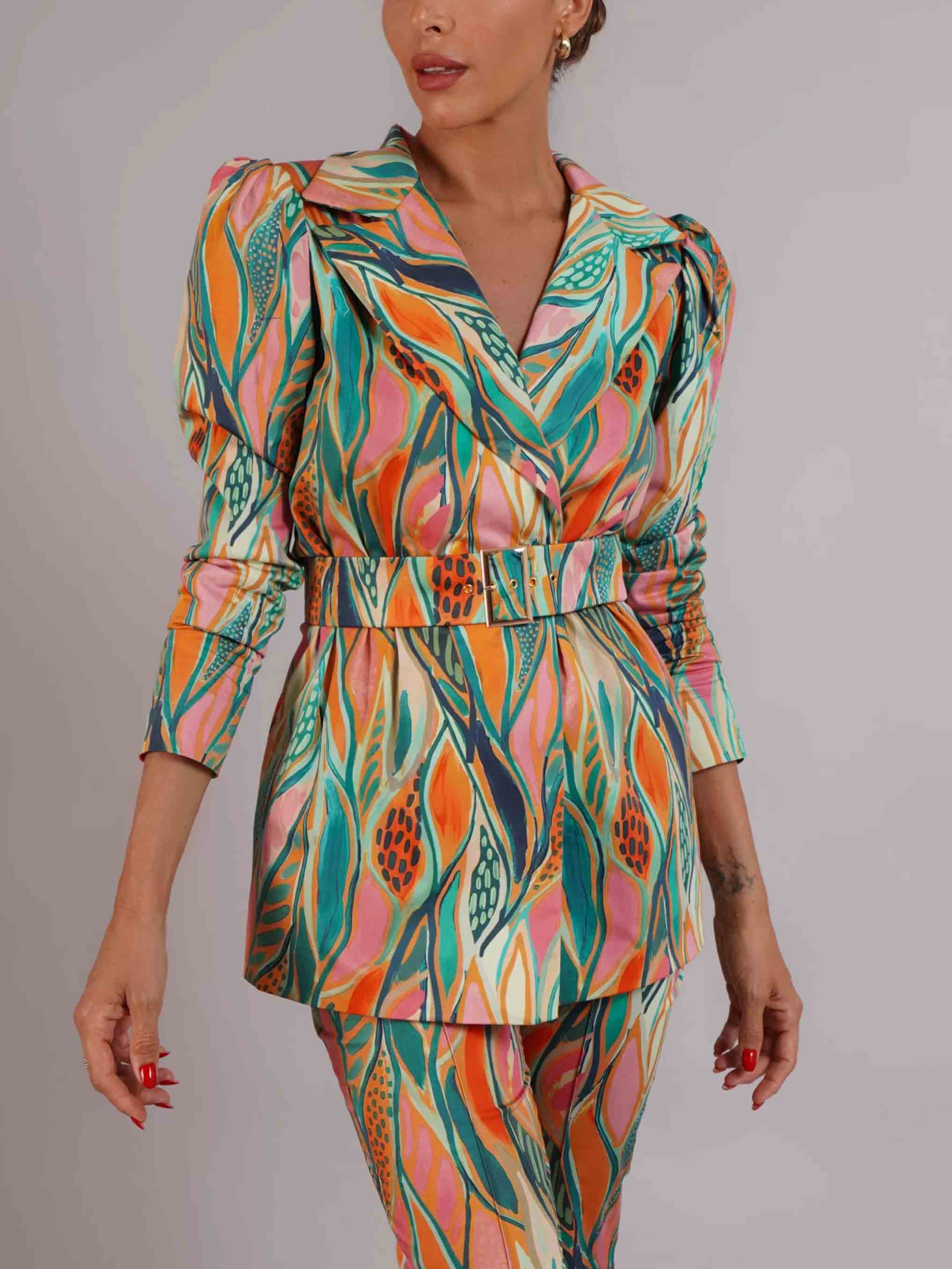 Unique Painted Floral Print Suit Jacket