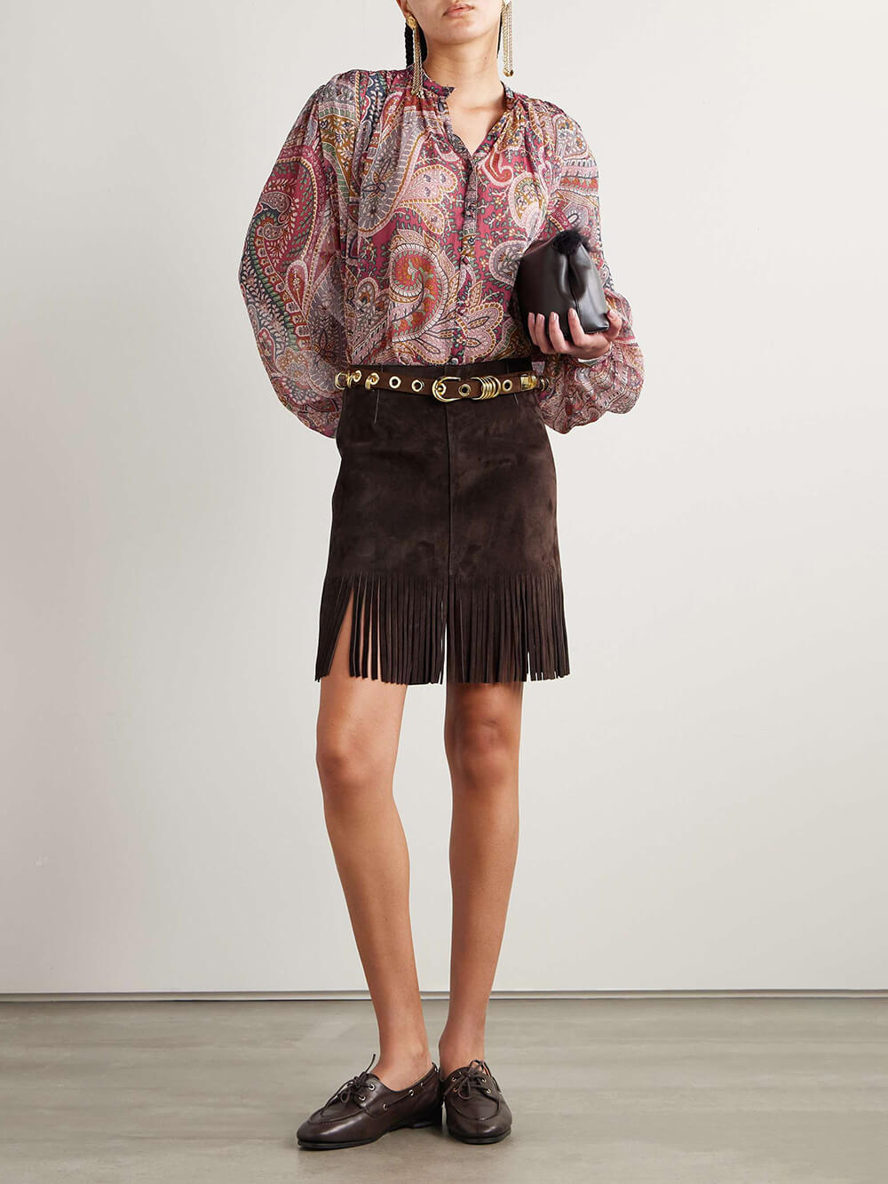 Elegant Fringe Suede Mini Skirt