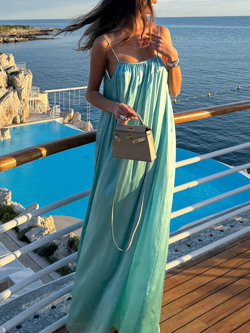 Elegant Satin Backless Slip Maxi Dress