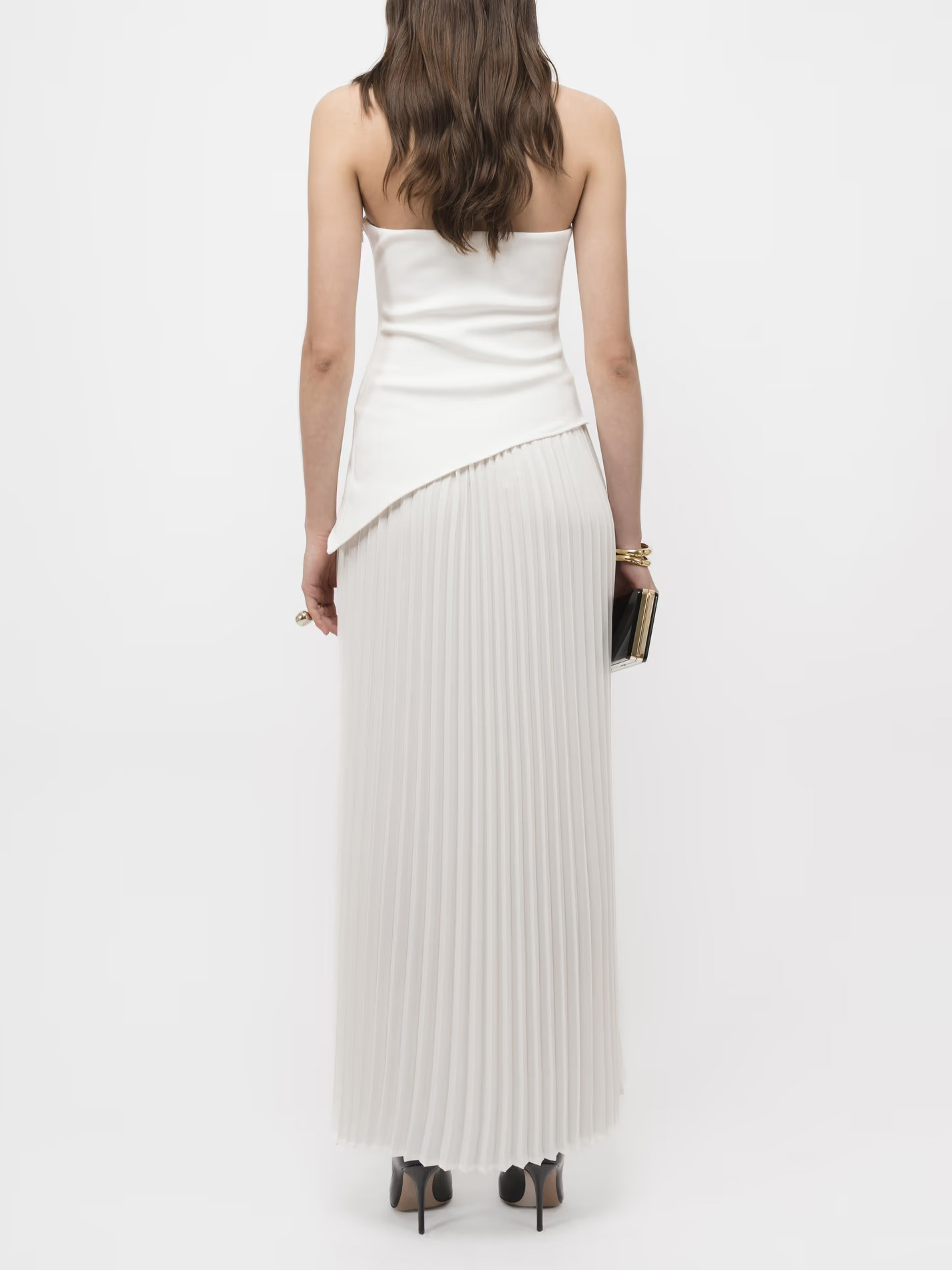 Elegant Wrap Neckline Pleated High Slit Maxi Dress
