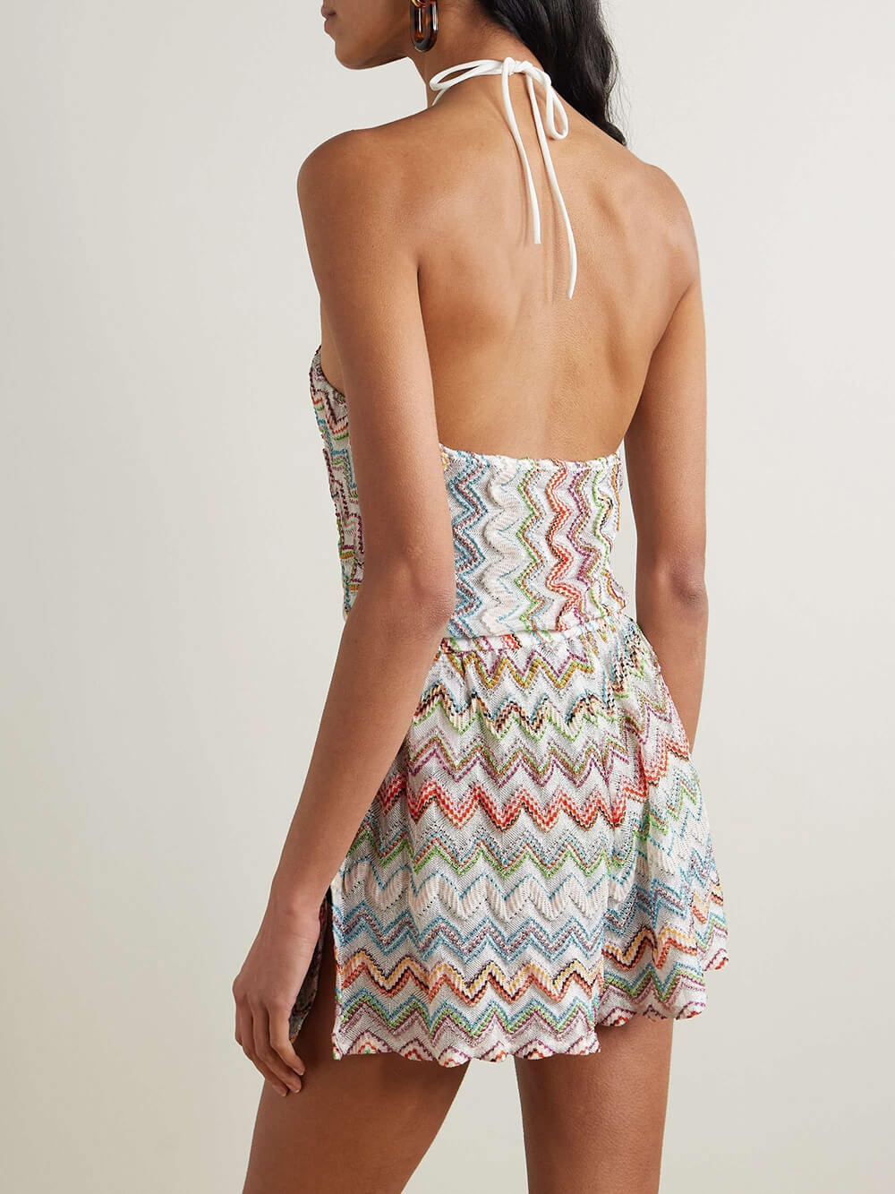 Unique Metallic Crochet Halter Jumpsuit