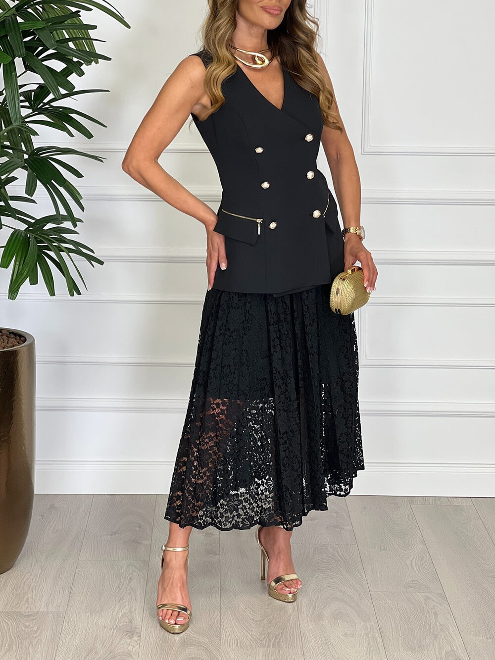 Exquisite Lace Crochet Elastic-Waist Skirt