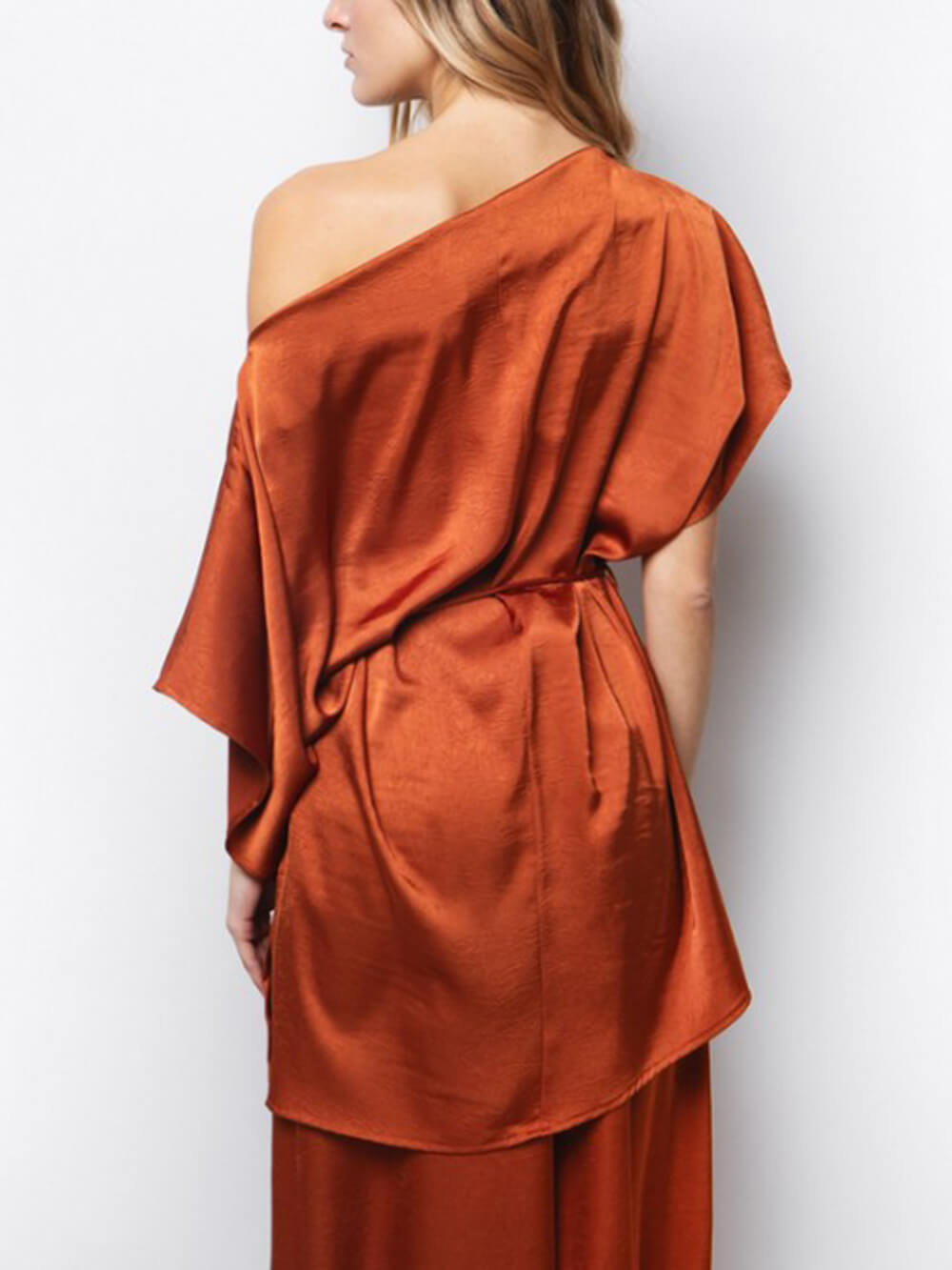 Elegant Asymmetric Neckline Off-Shoulder Loose Top