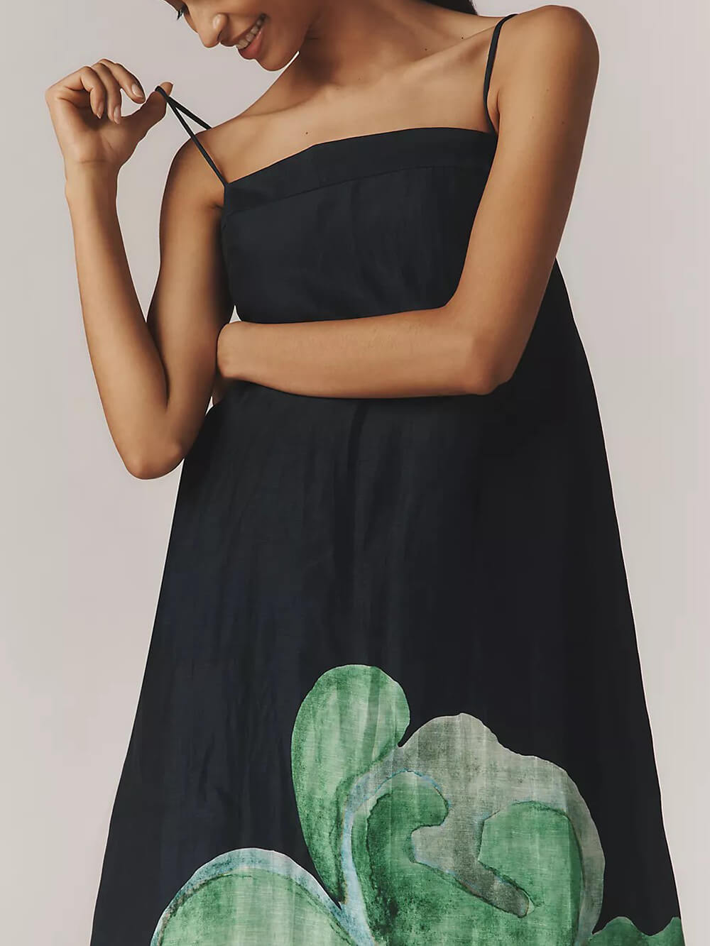 Delicate Strappy Backless Floral Linen Maxi Dress