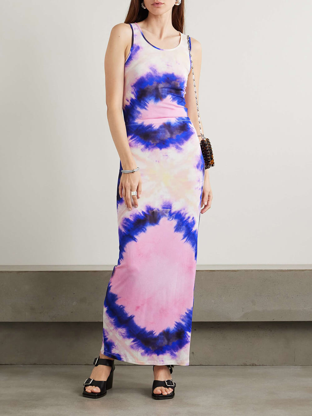 Unique Tie-Dye Stretch Crinkle Maxi Skirt