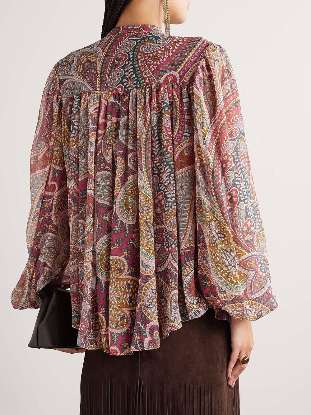 Elegant Paisley Print Chiffon Loose Shirt