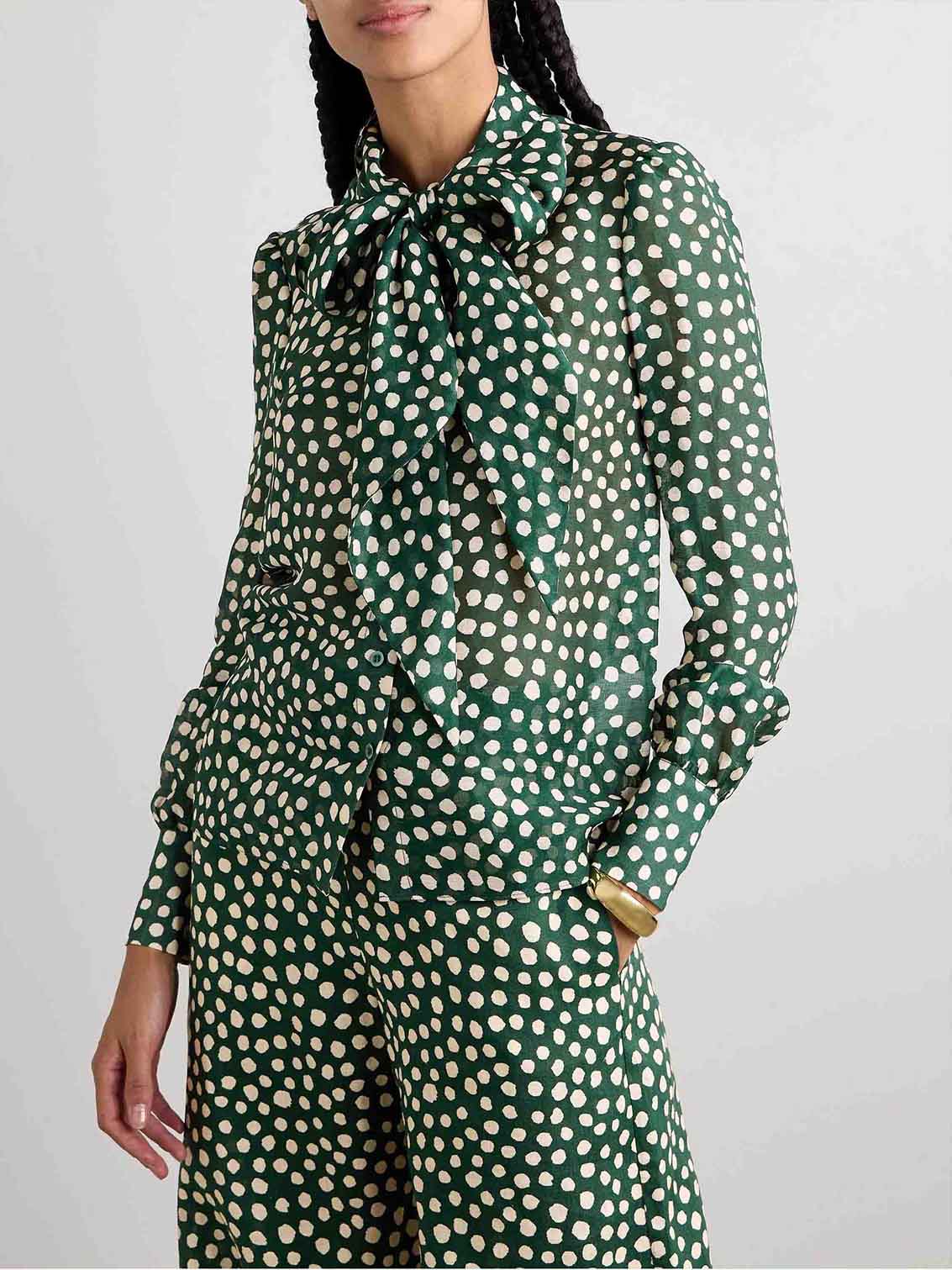 Retro Playful Bow Polka Dot Print Shirt