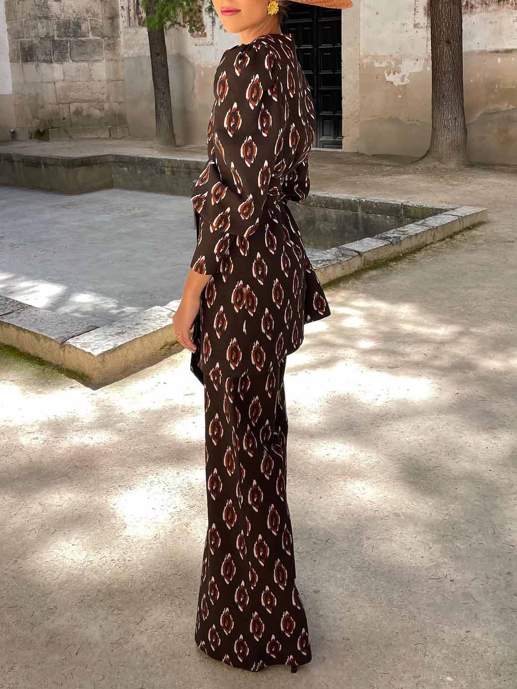 Retro Bohemian I Print Wide-Leg Pants