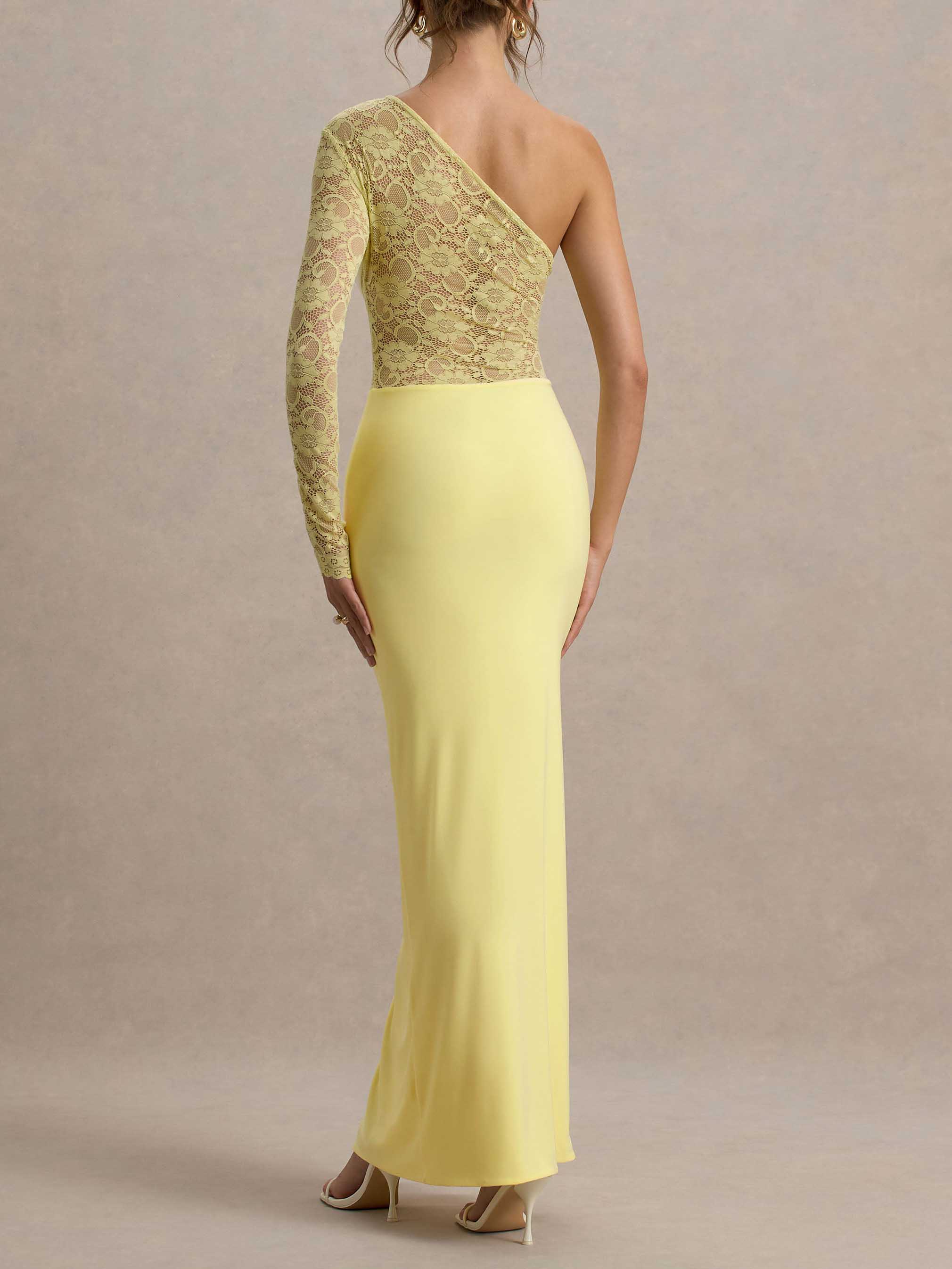 Elegant Glam Asymmetric Lace Maxi Dress