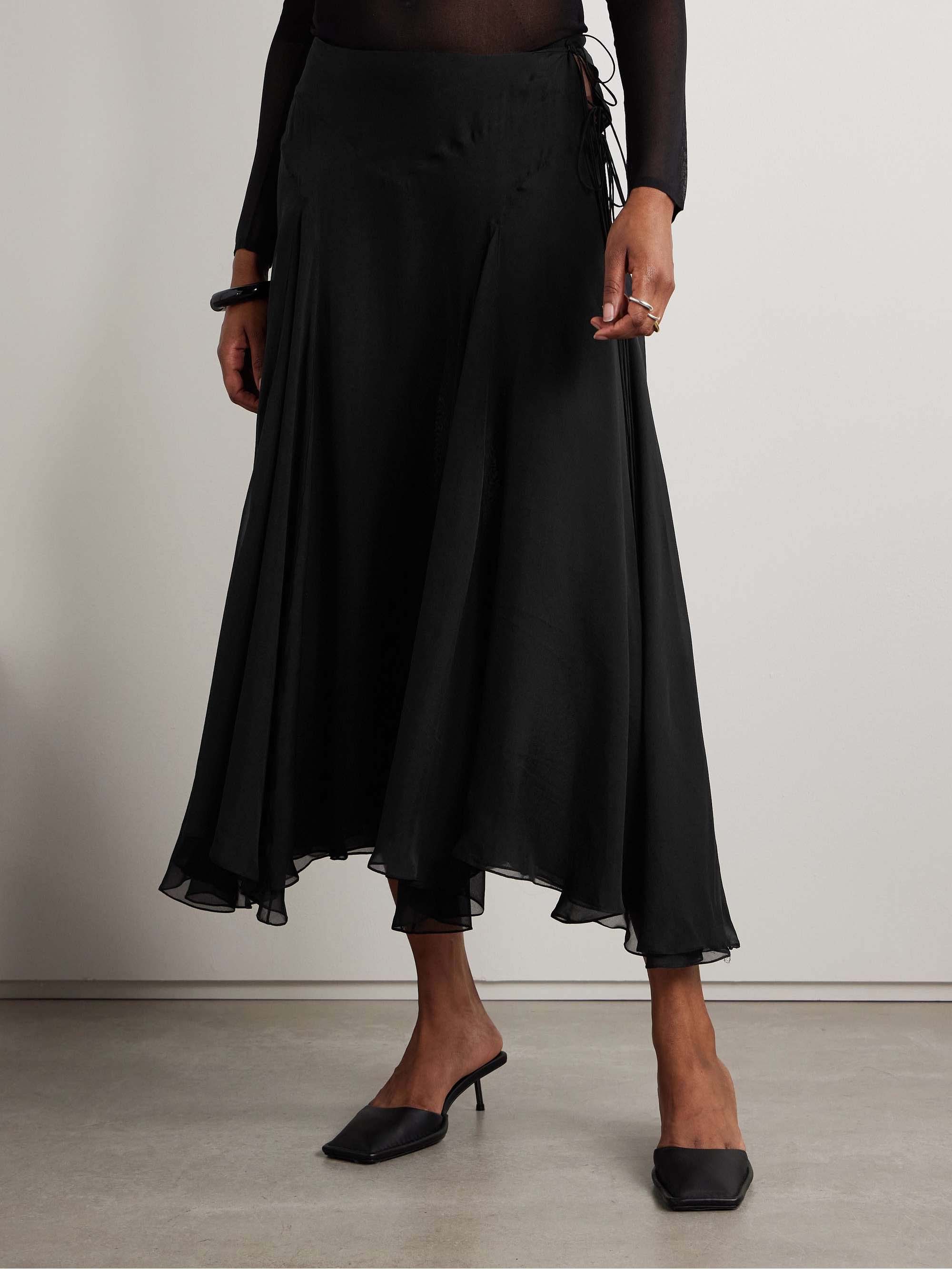 Exquisite Asymmetrical Pleated Chiffon Maxi Skirt