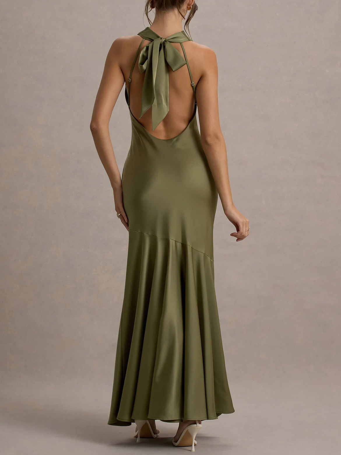 Elegant Satin Cowl Neck Sleeveless Mermaid Maxi Dress