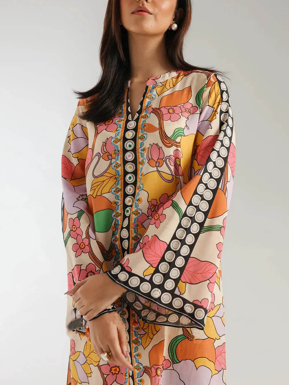Boho-Inspired Ethnic Print Oversized Midi Shirt