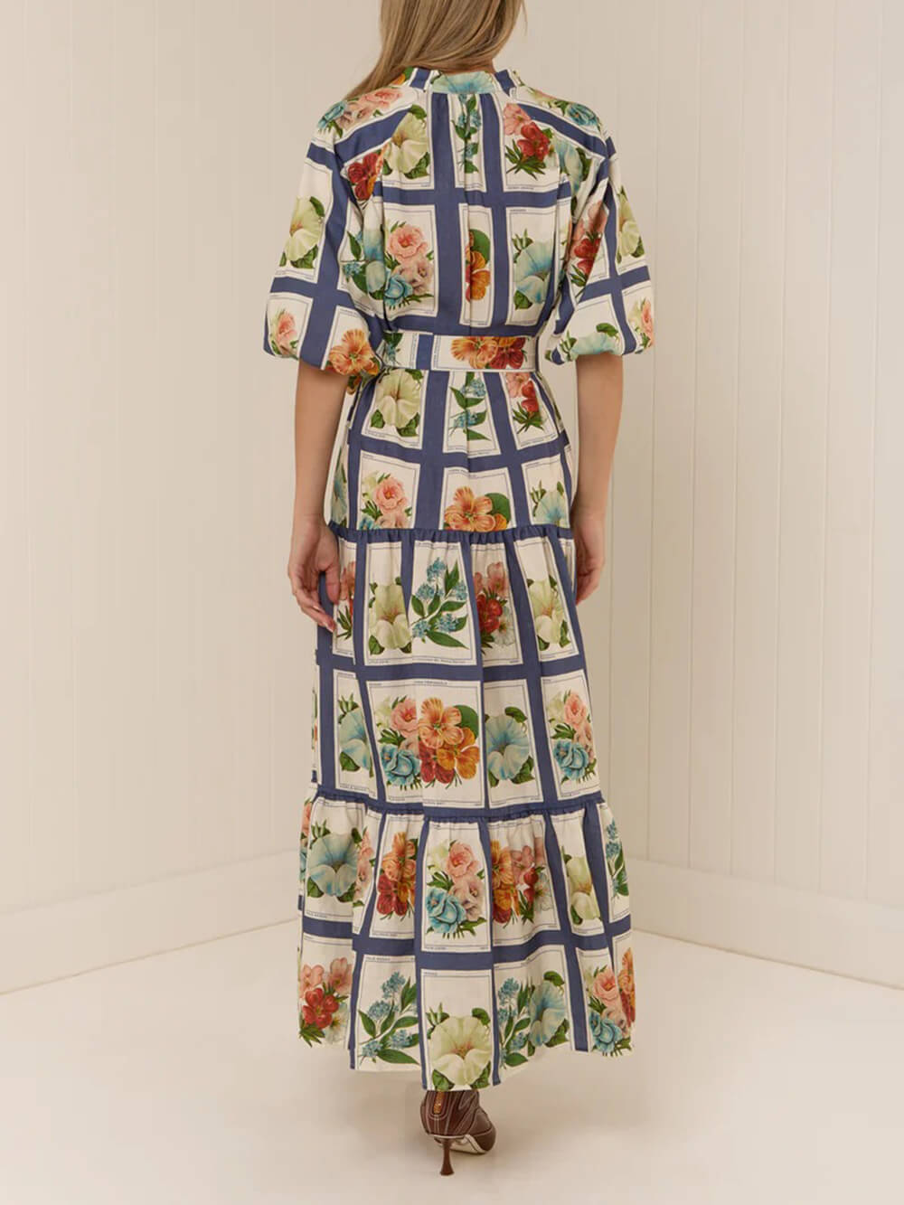 Retro Botanical Print Maxi Dress