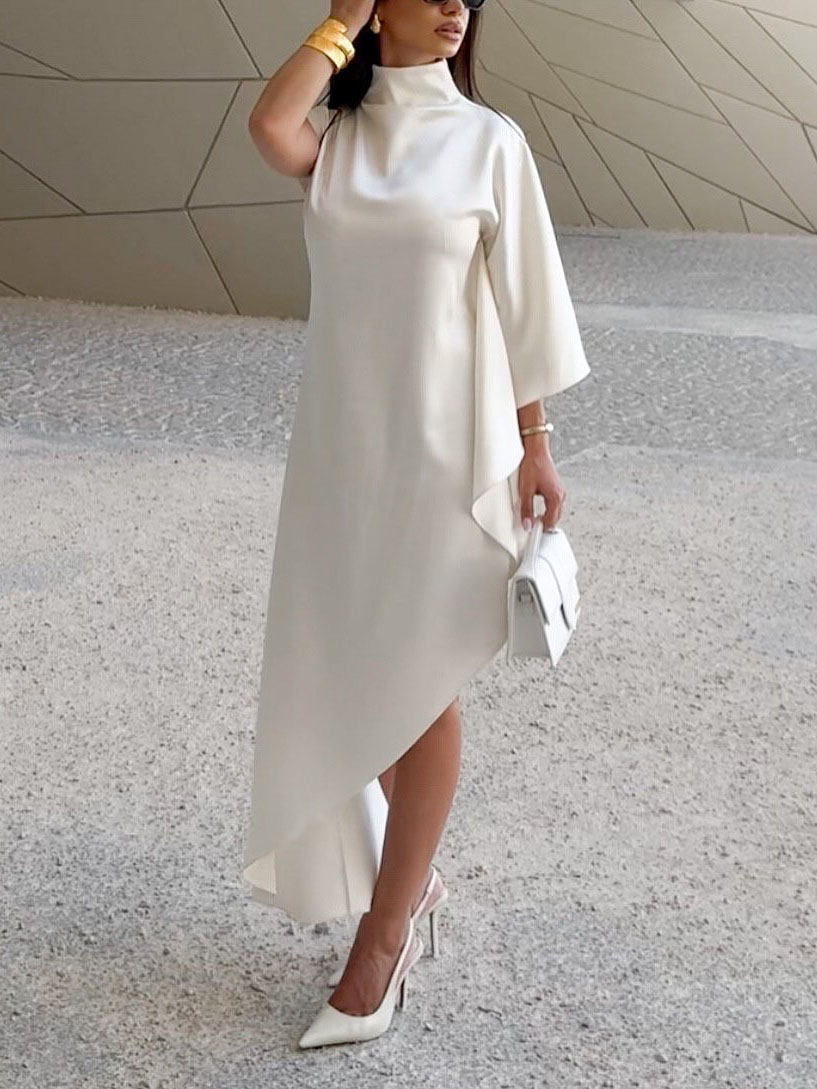 Elegant Asymmetric Draped Satin Top