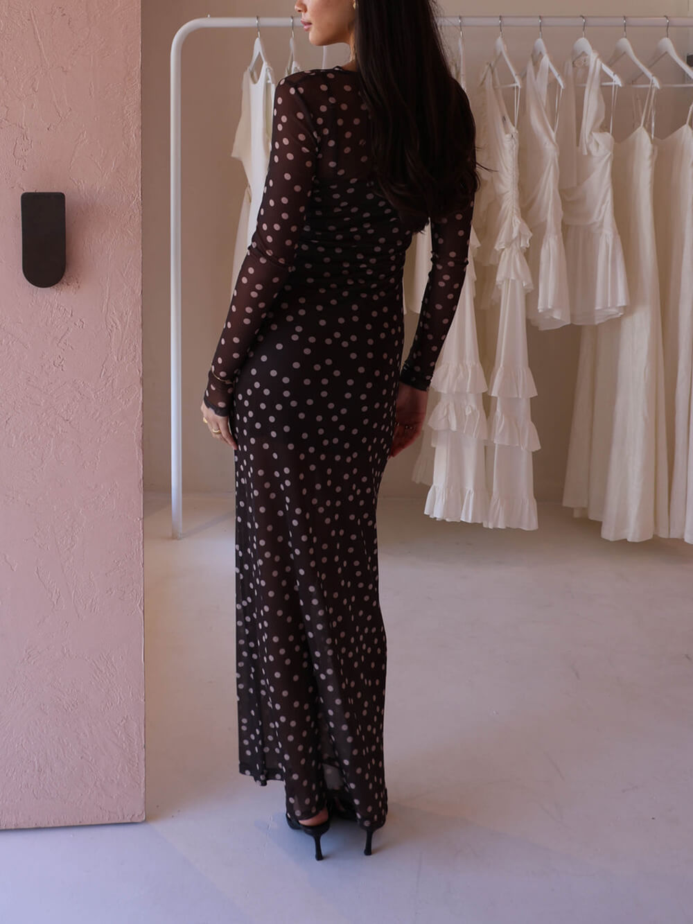 Retro Polka Dot Print Maxi Dress