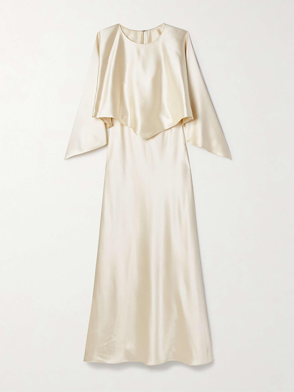 Elegant Layered Asymmetric Cape Satin Maxi Dress Set