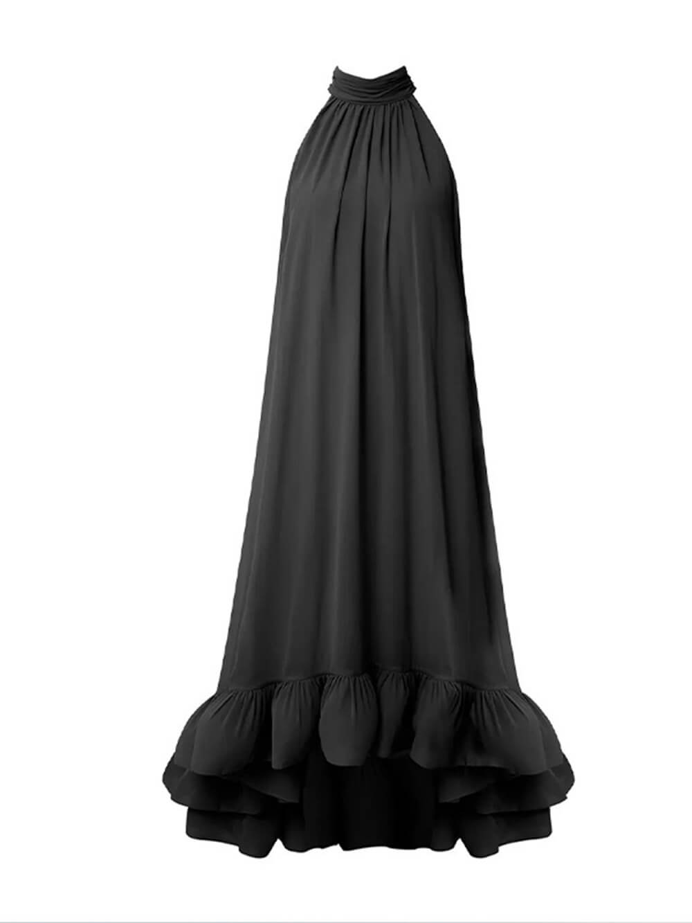 Elegant Ruffled Halter Neck Sleeveless Dress