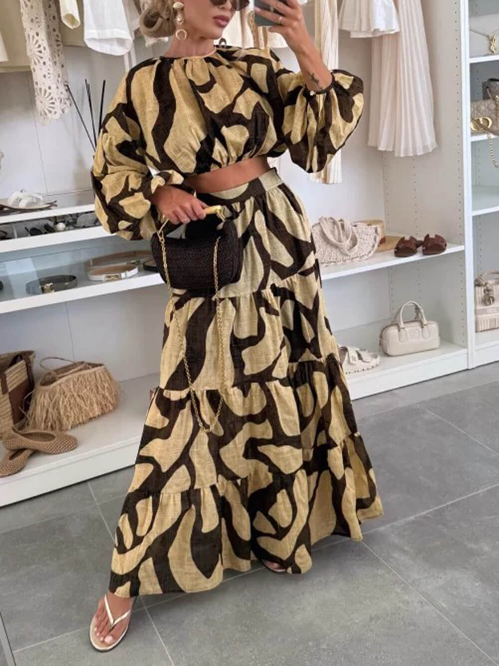 Breezy & Bold Printed Linen Cropped Shirt