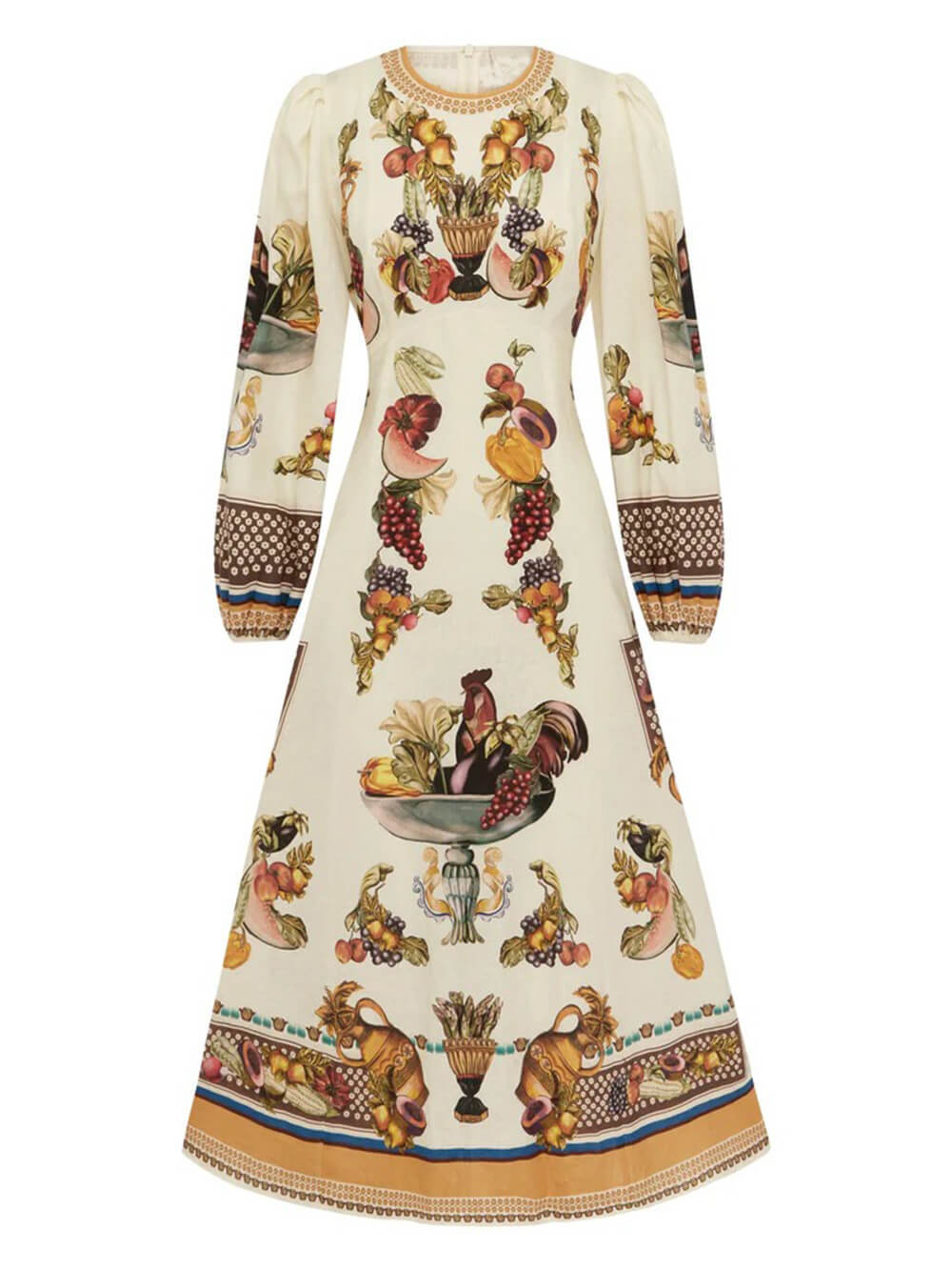 Casual Island Bloom Tropical Fruit Patchwork A-Line Maxi Dress