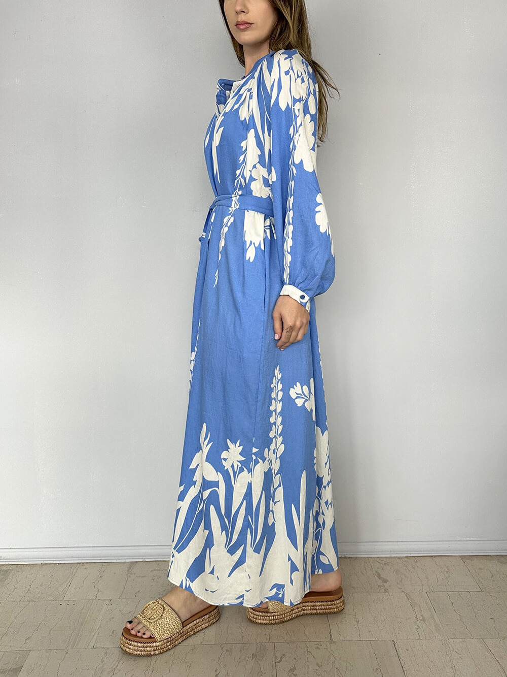 Bohemian Unique Print Slit Belted Maxi Dress