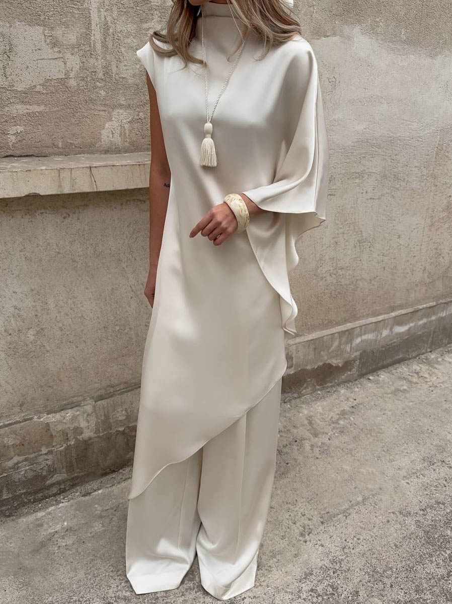 Elegant Wide-Leg Satin Trousers