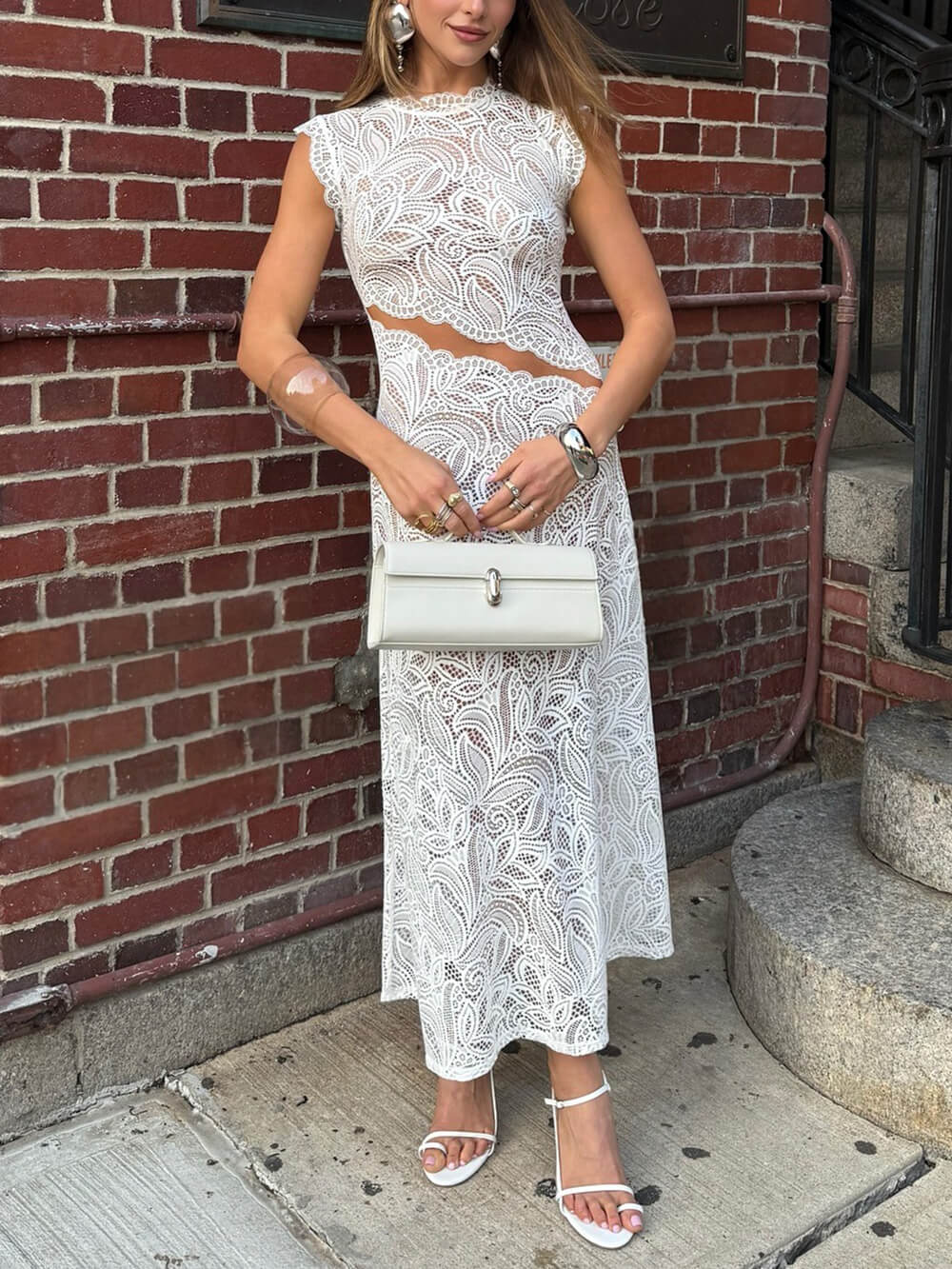 Lace-Trim Bodycon Maxi Dress