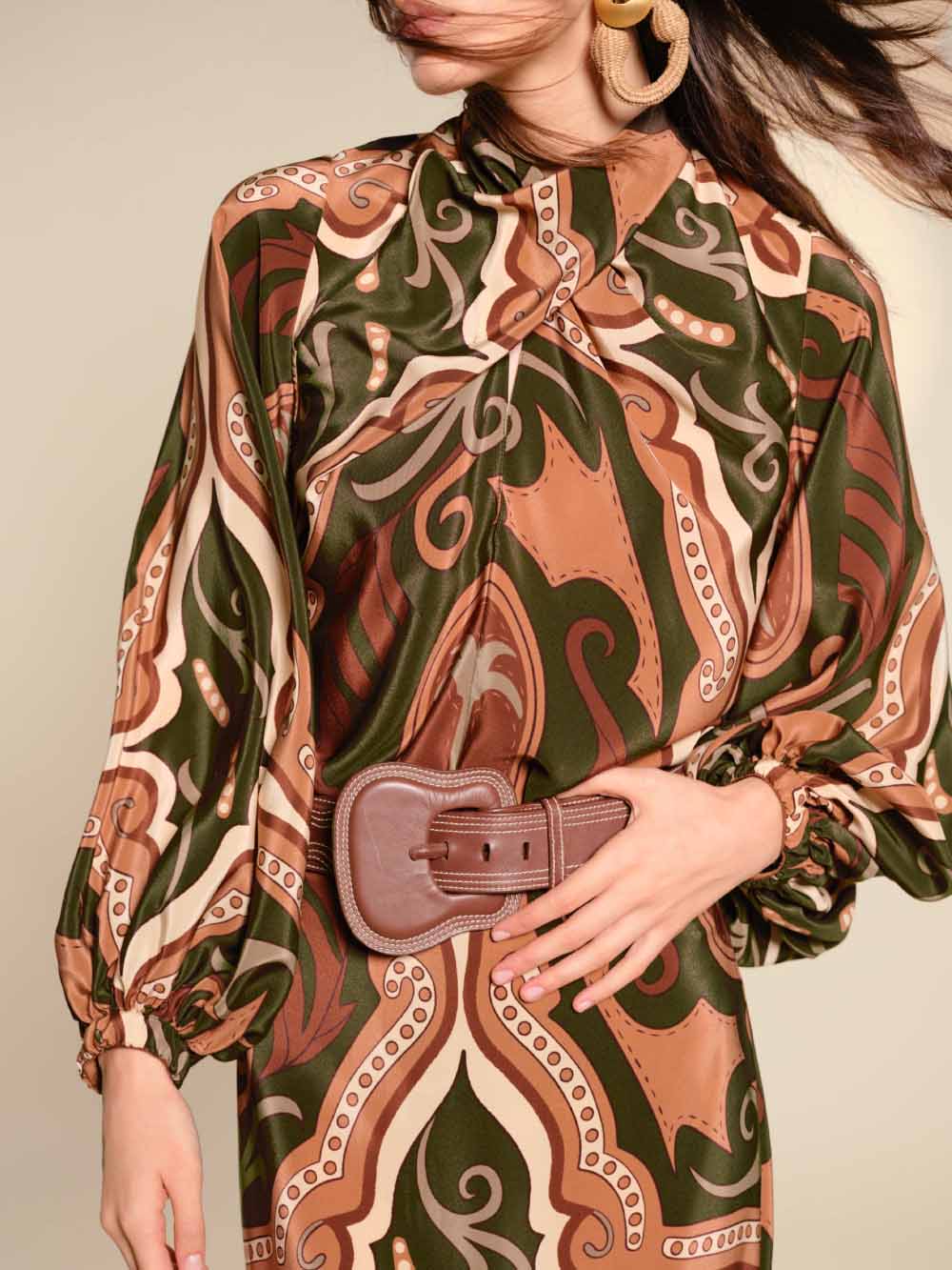 Retro Tung Palm Tree Print Long-sleeved Shirt