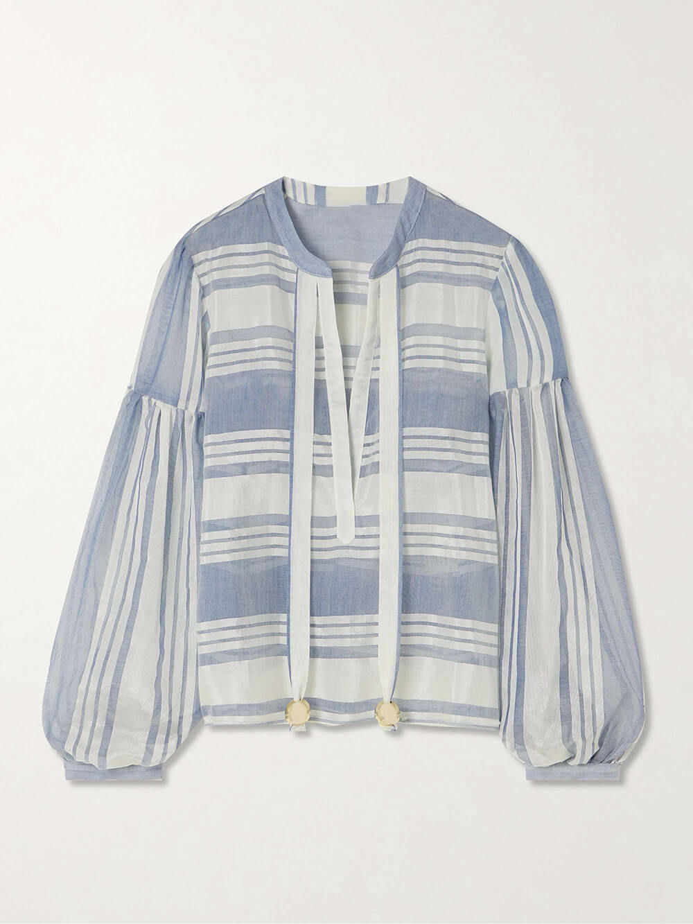 Retro Embellished Striped Print Gauze Shirt