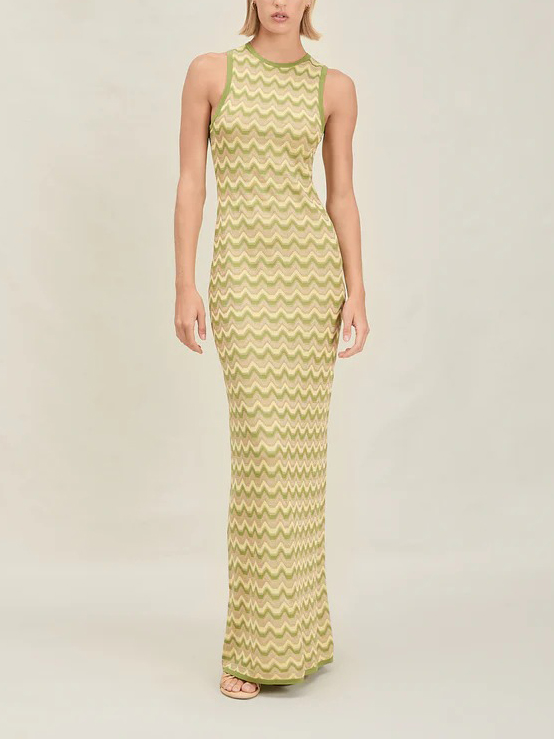 Exquisite Asymmetric Open Back Knitted Maxi Dress