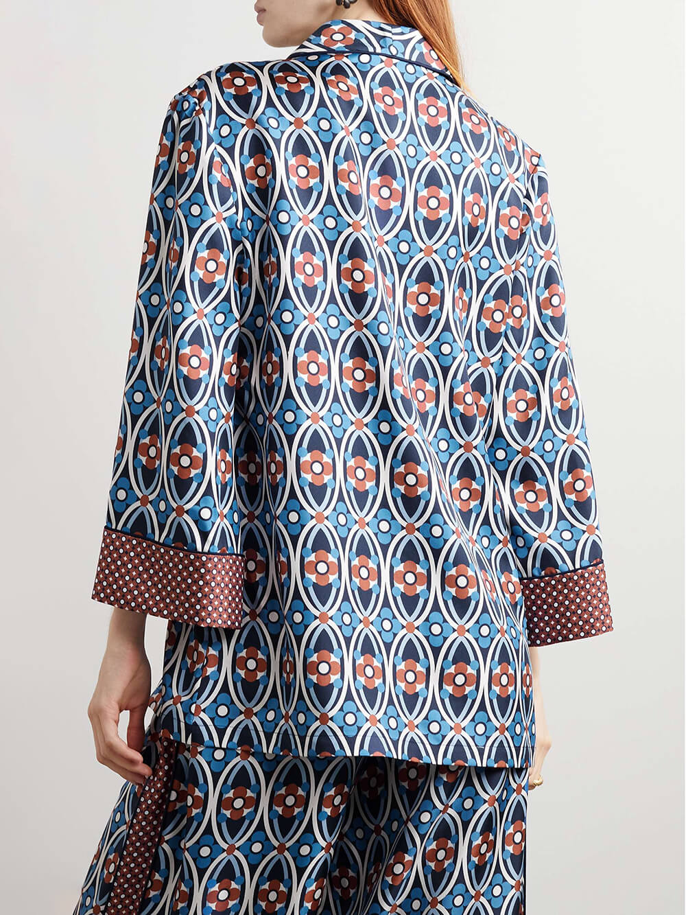 Unique Venice Print Satin Twill Elastic-Waist Wide-Leg Pants