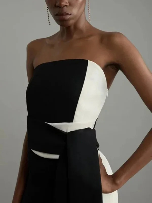 Elegant Color-blocked Wide-leg Jumpsuit