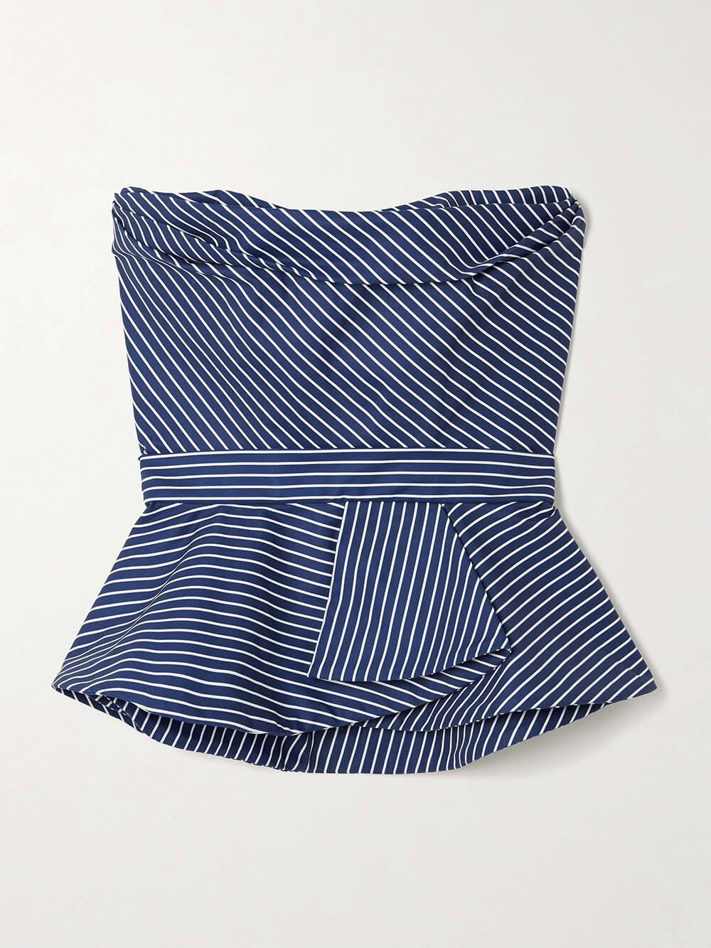 Retro Off-Shoulder Striped Print Stretch Twill Ruffle Tank Top