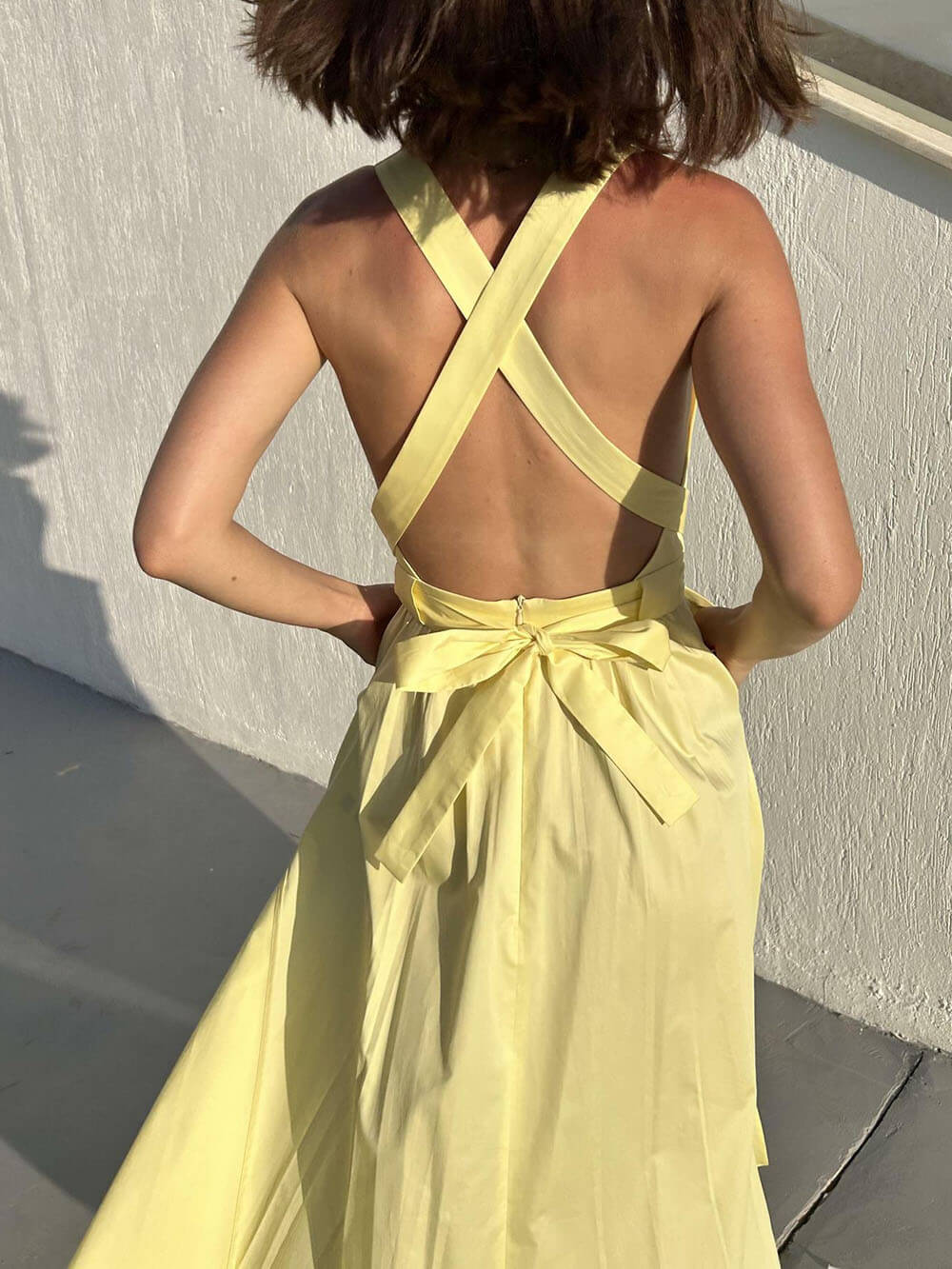 Unique Side Slit Lace-Up Pocket Vest Dress