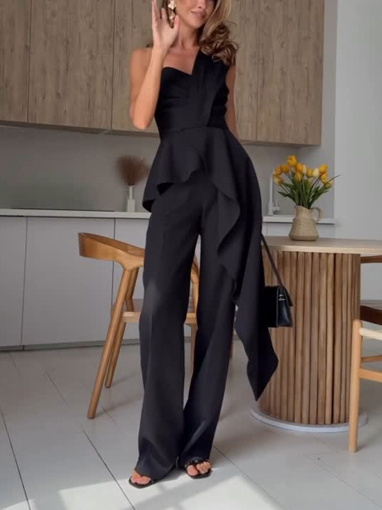 Elegant High-Waisted Side-Zip Trousers