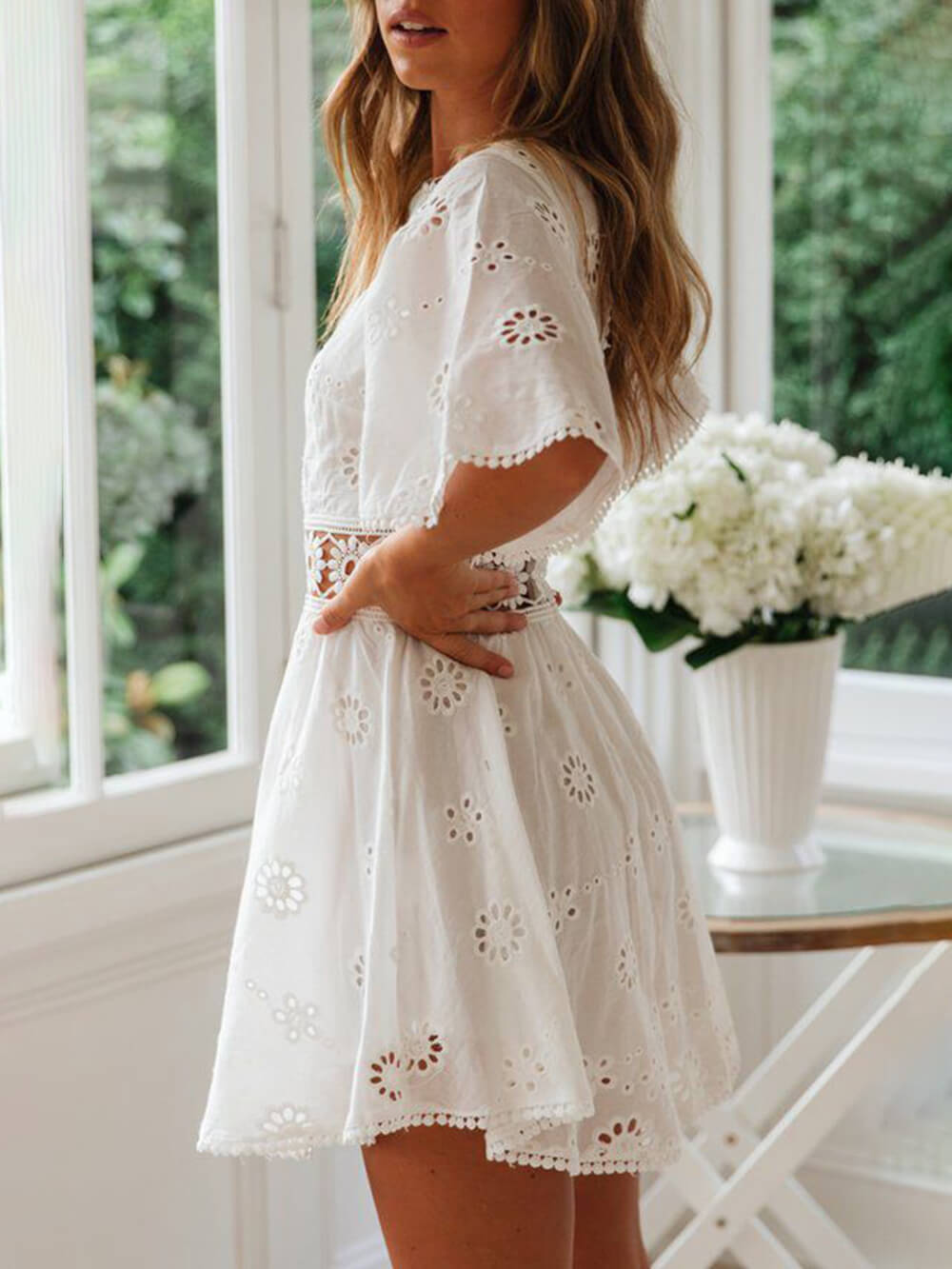 Summer Nights Backless Cutout Fringe Mini Dress